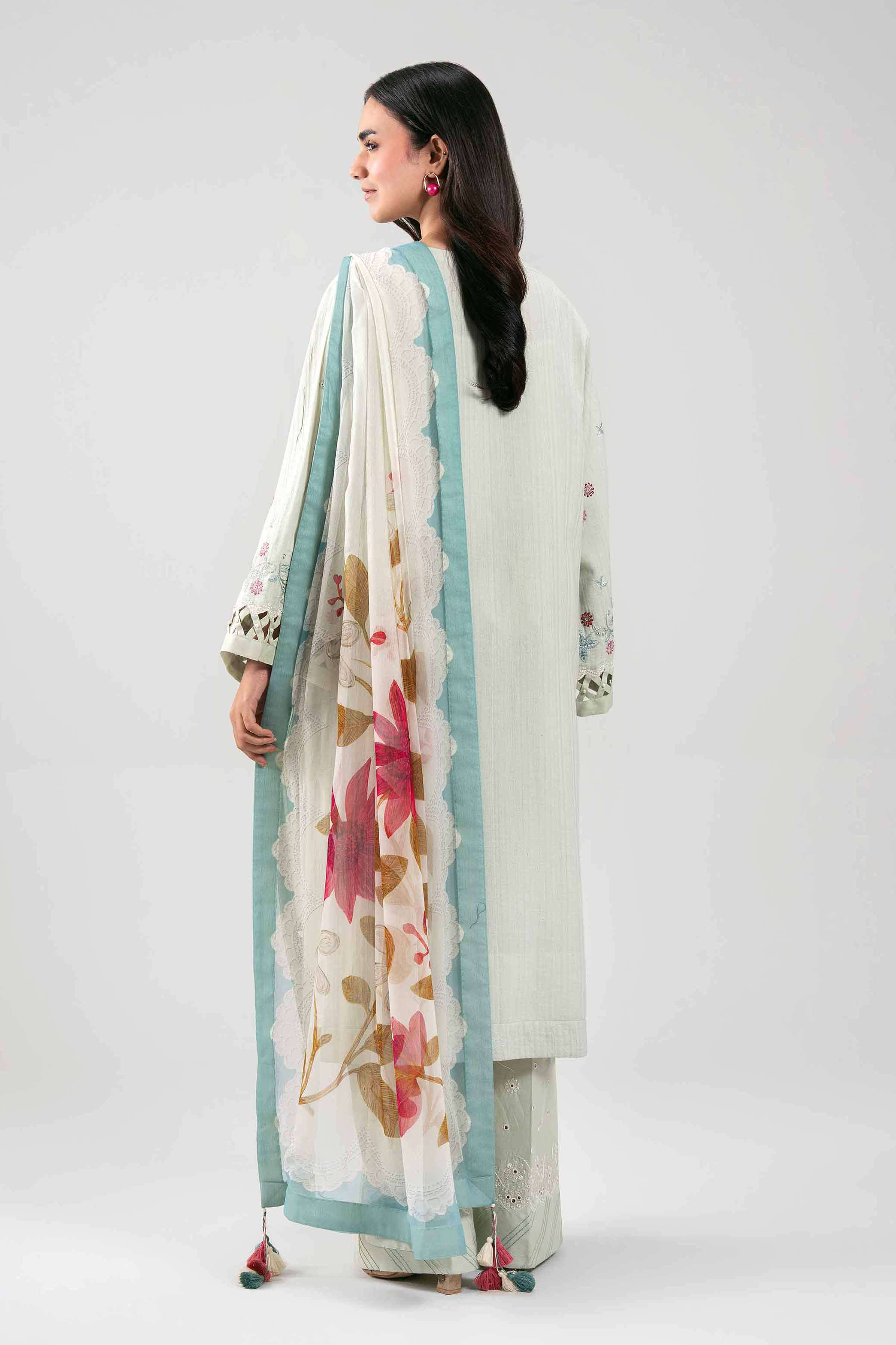 3 Piece - Digital Printed Embroidered Suit - 42601315 Beige & Dull Teal Lawn 3PC Embroidered