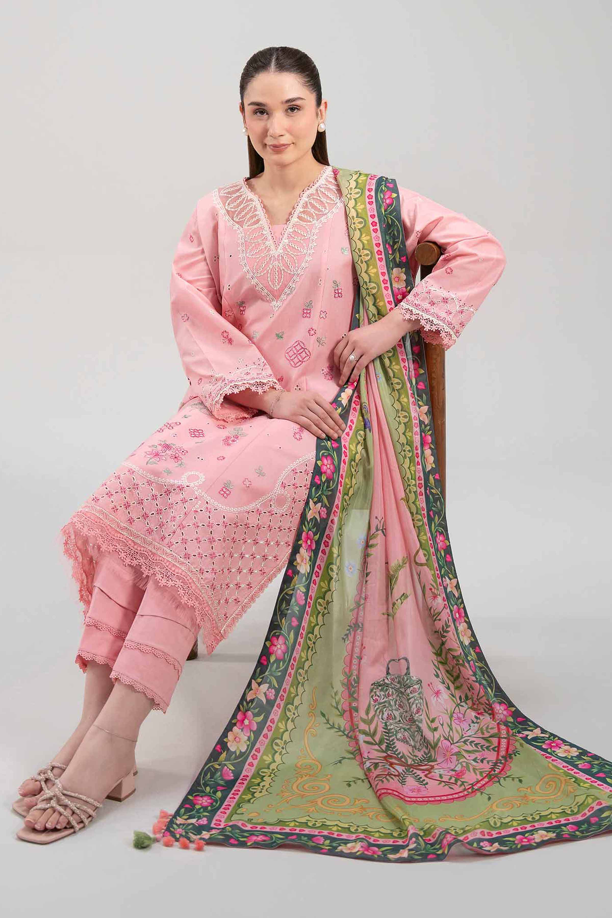 3 Piece - Digital Printed Embroidered Suit - 42601317