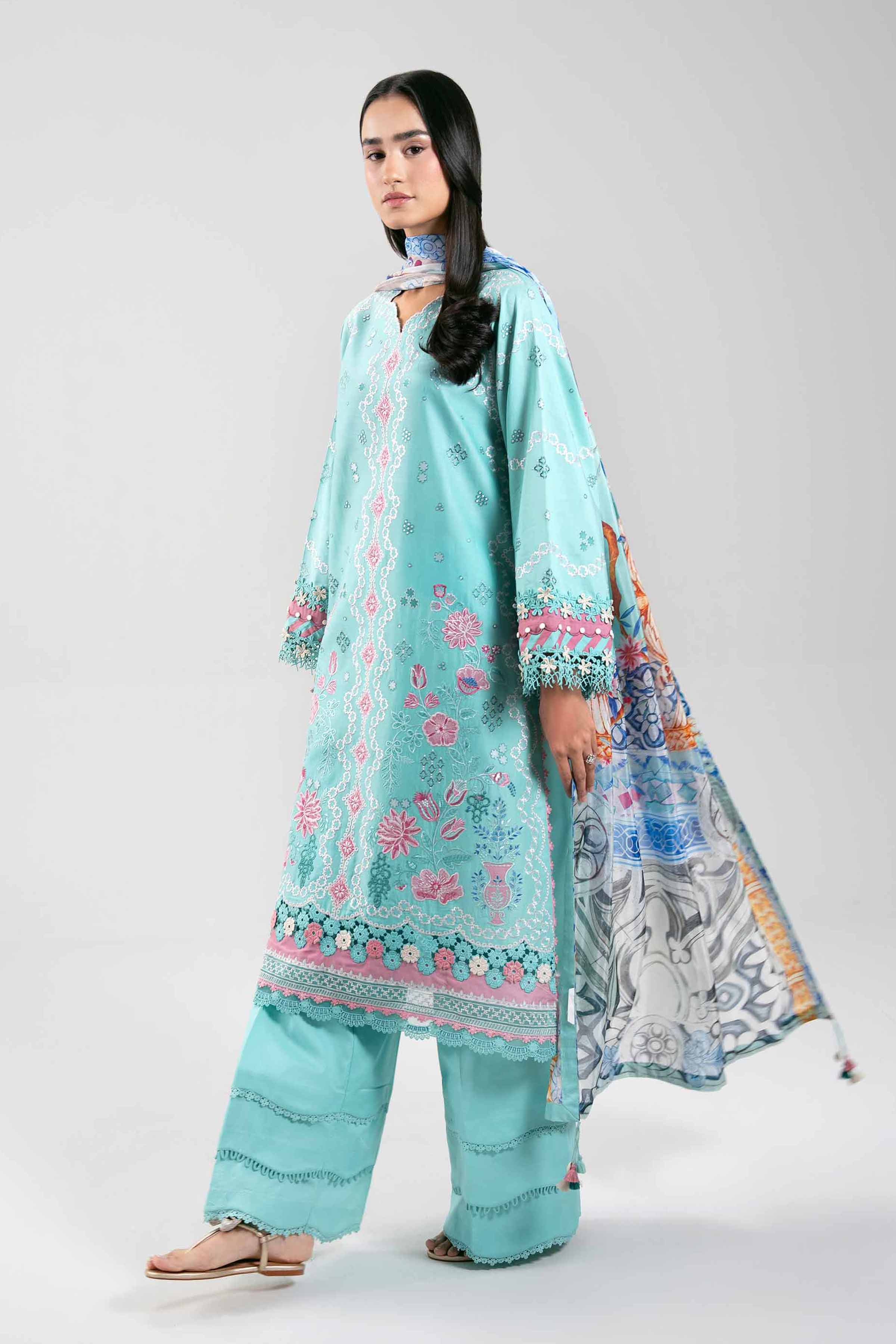 3 Piece - Digital Printed Embroidered Suit - 42601320