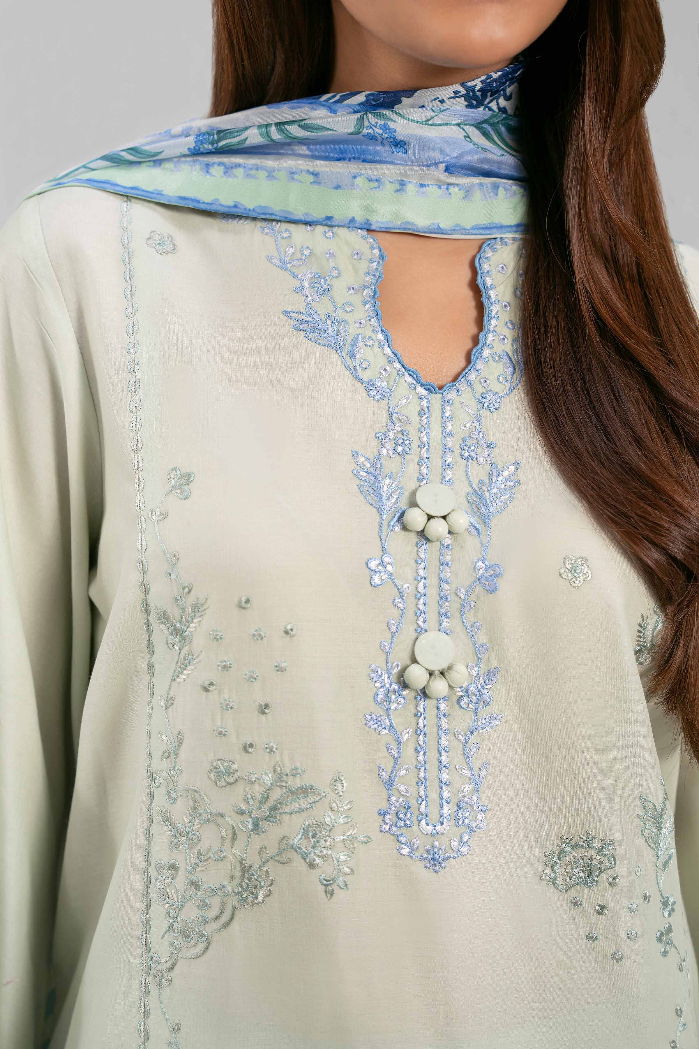 3 Piece - Digital Printed Embroidered Suit - 42601323