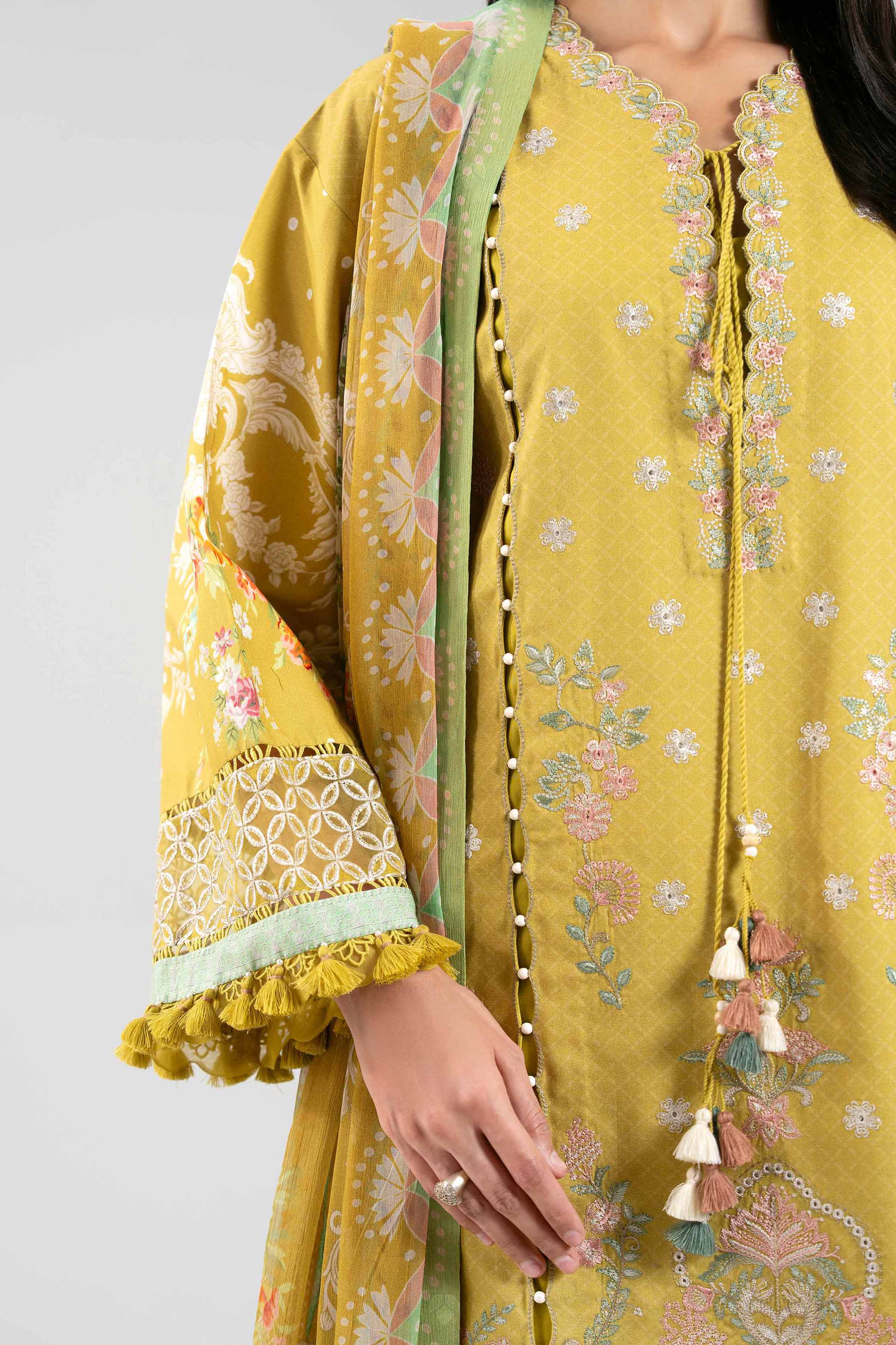 3 Piece - Digital Printed Embroidered Suit - 42601325 Green Cambric 3PC Embroidered