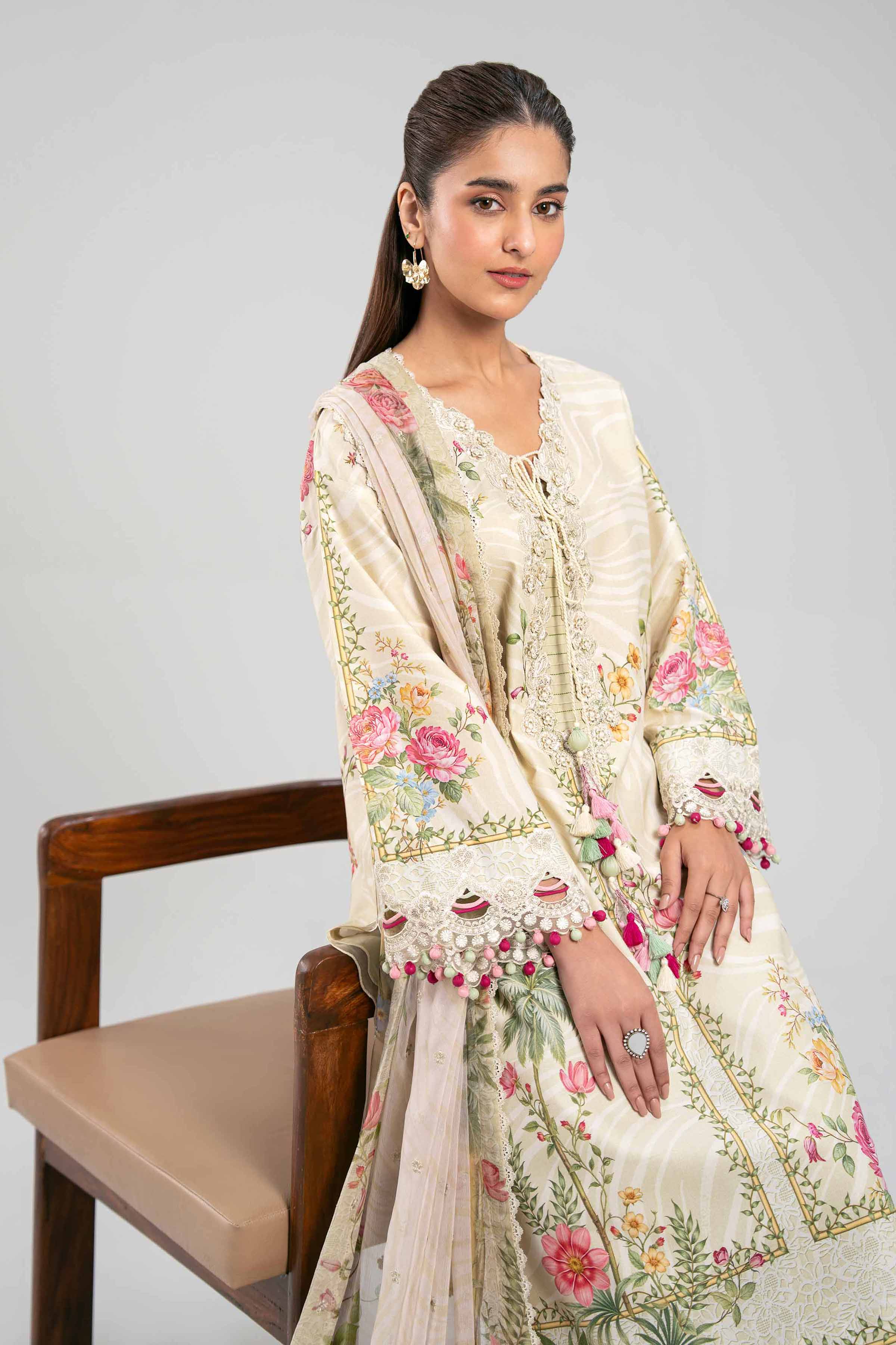 3 Piece - Digital Printed Embroidered Suit - 42601328