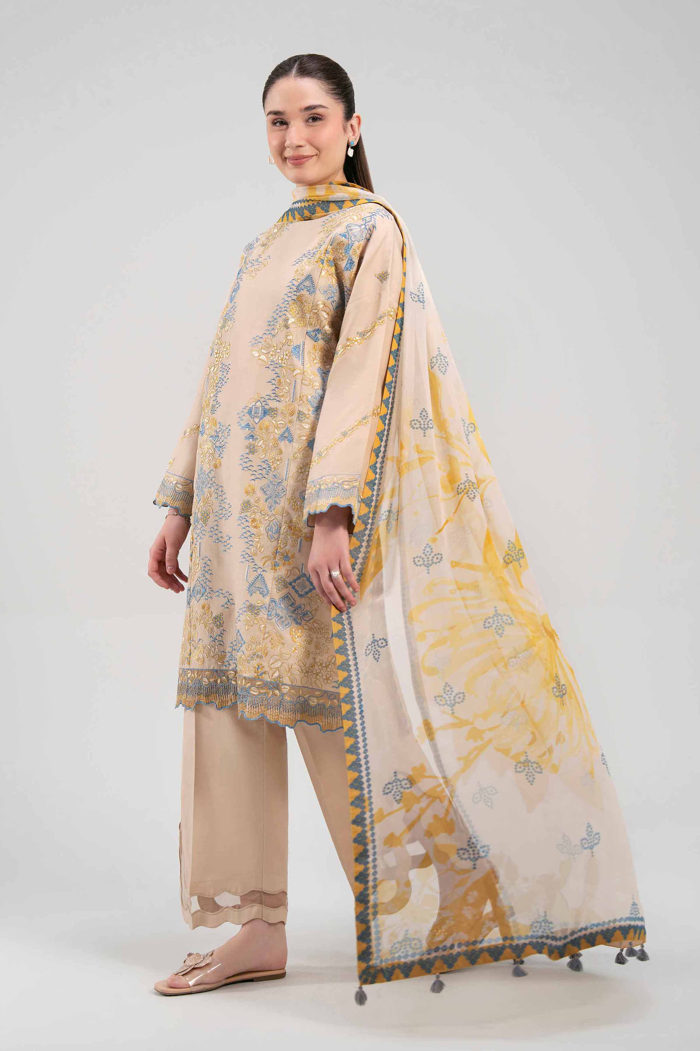 3 Piece - Digital Printed Embroidered Suit - 42601334