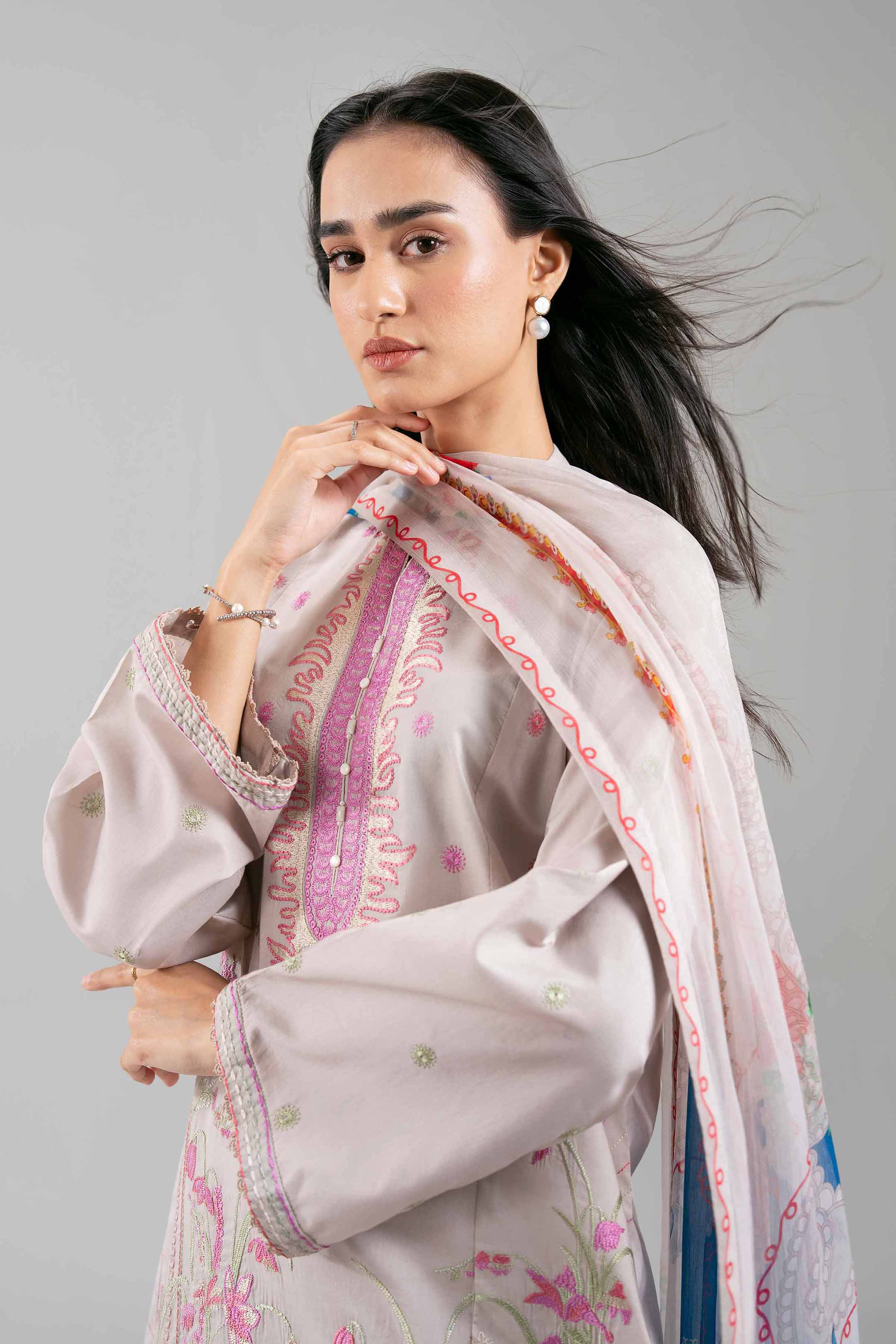 3 Piece - Digital Printed Embroidered Suit - 42601336 Beige Lawn 3PC Embroidered UNSTITCHED