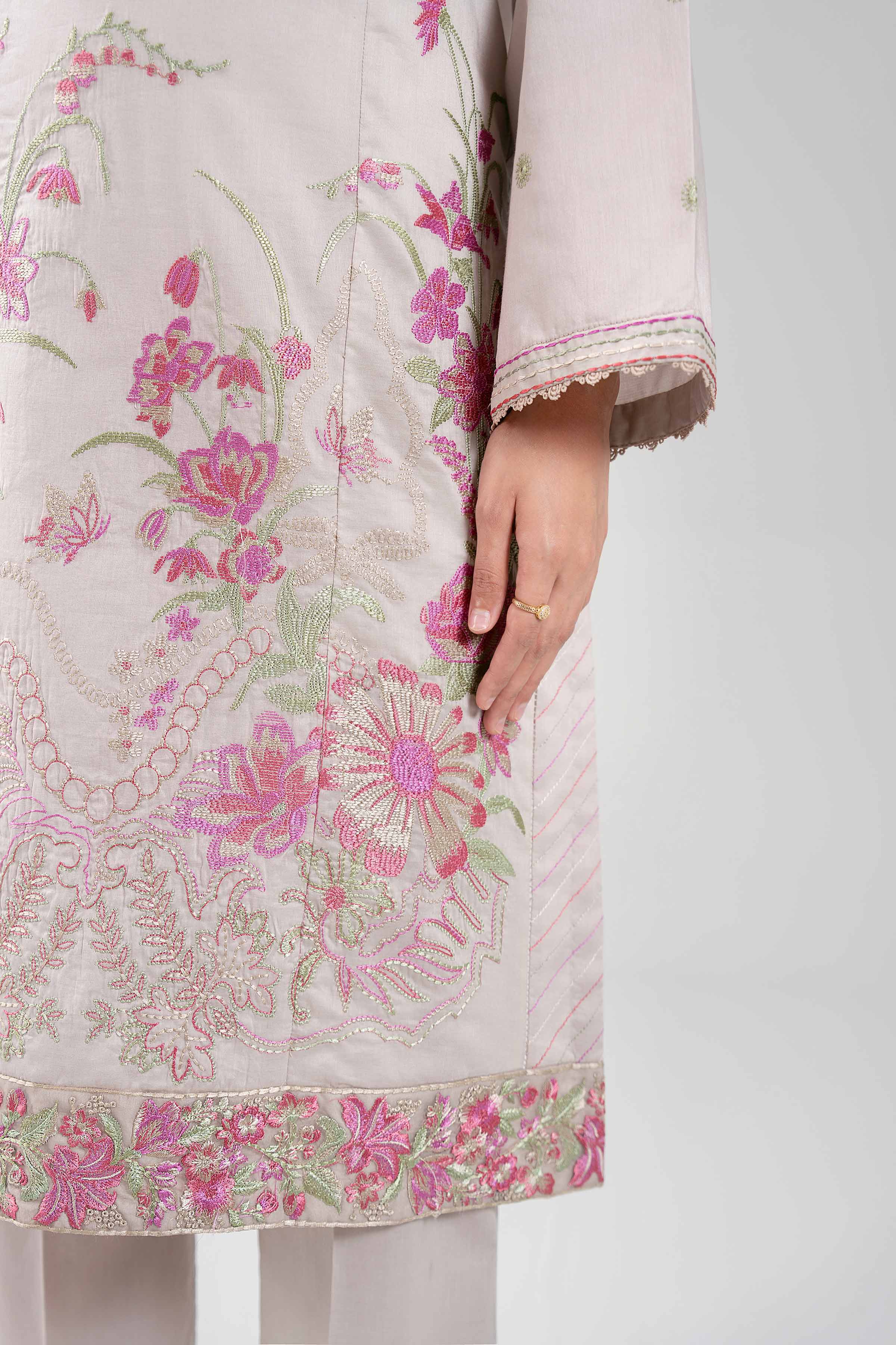 3 Piece - Digital Printed Embroidered Suit - 42601336 Beige Lawn 3PC Embroidered UNSTITCHED