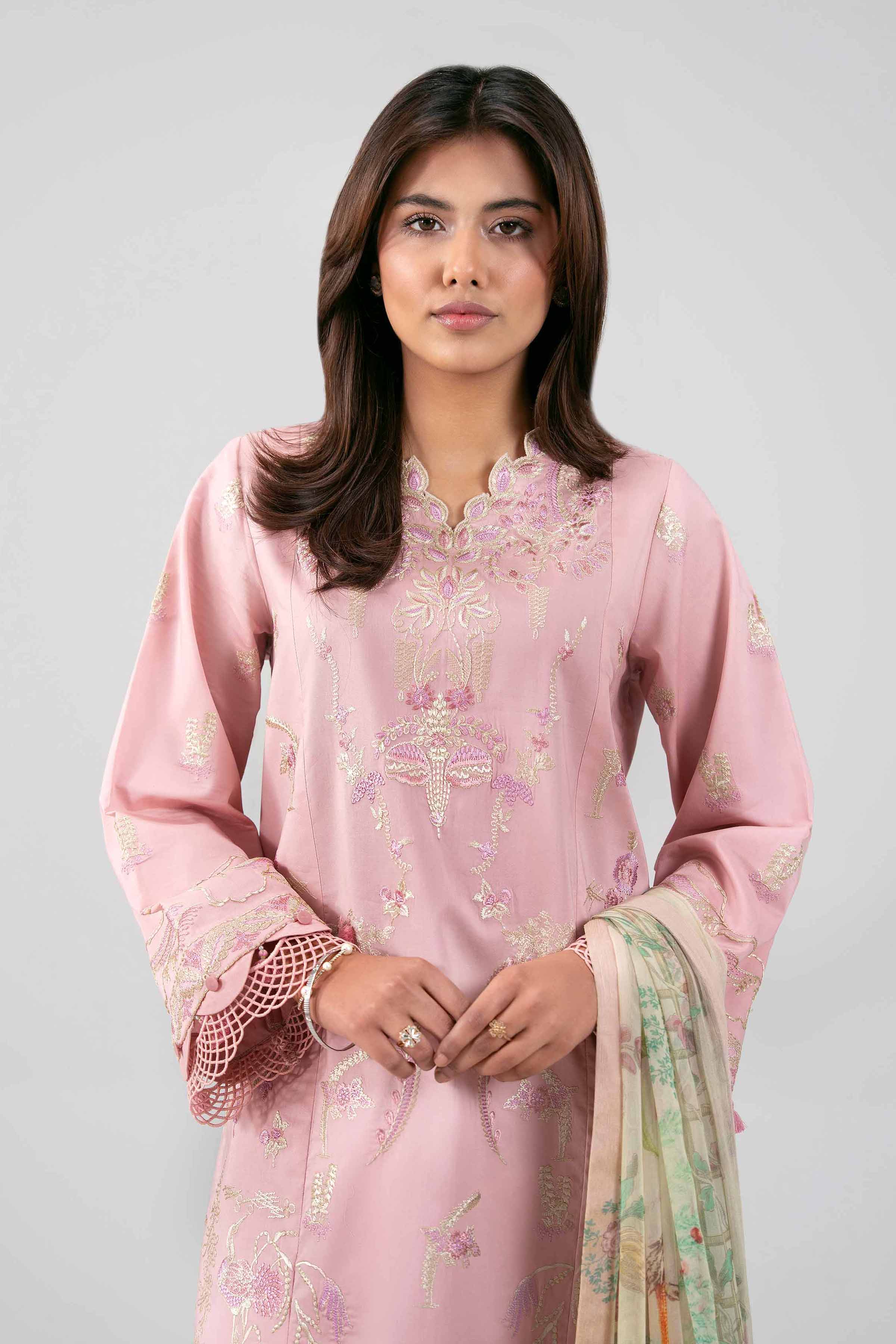 3 Piece - Digital Printed Embroidered Suit - 42601337 Pink Lawn 3PC Embroidered UNSTITCHED