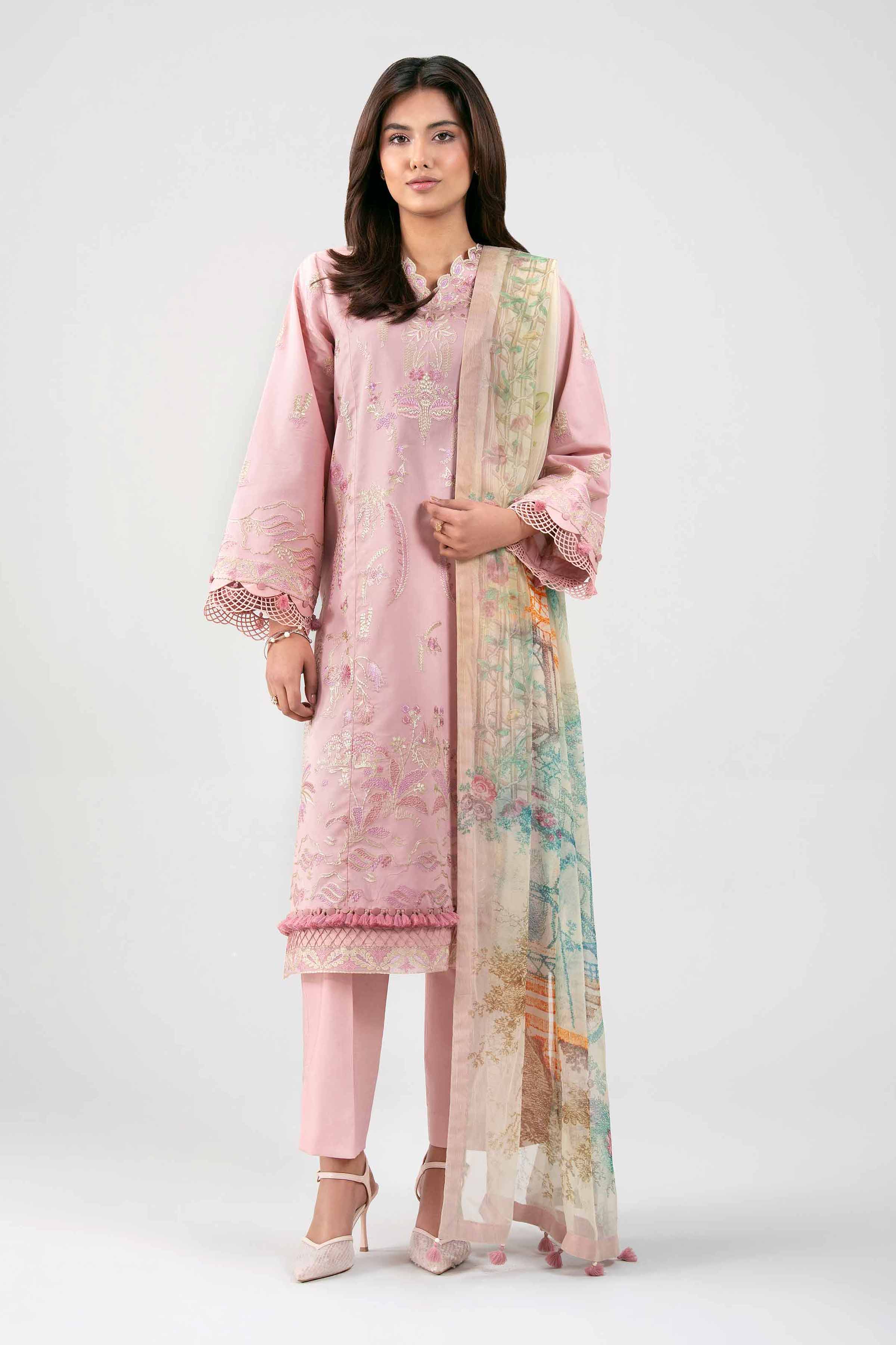3 Piece - Digital Printed Embroidered Suit - 42601337 Pink Lawn 3PC Embroidered UNSTITCHED