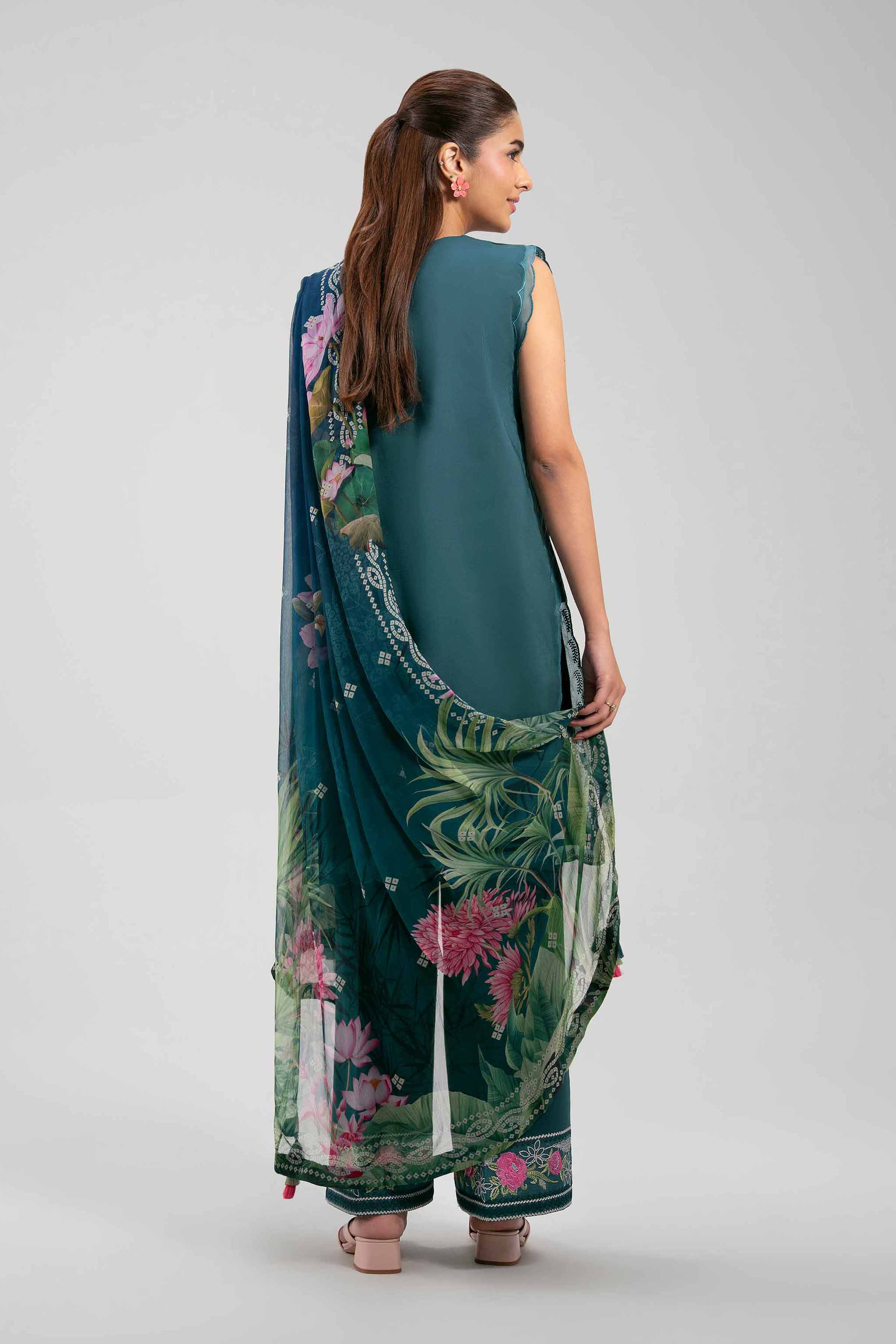 3 Piece - Digital Printed Embroidered Suit - 42601339