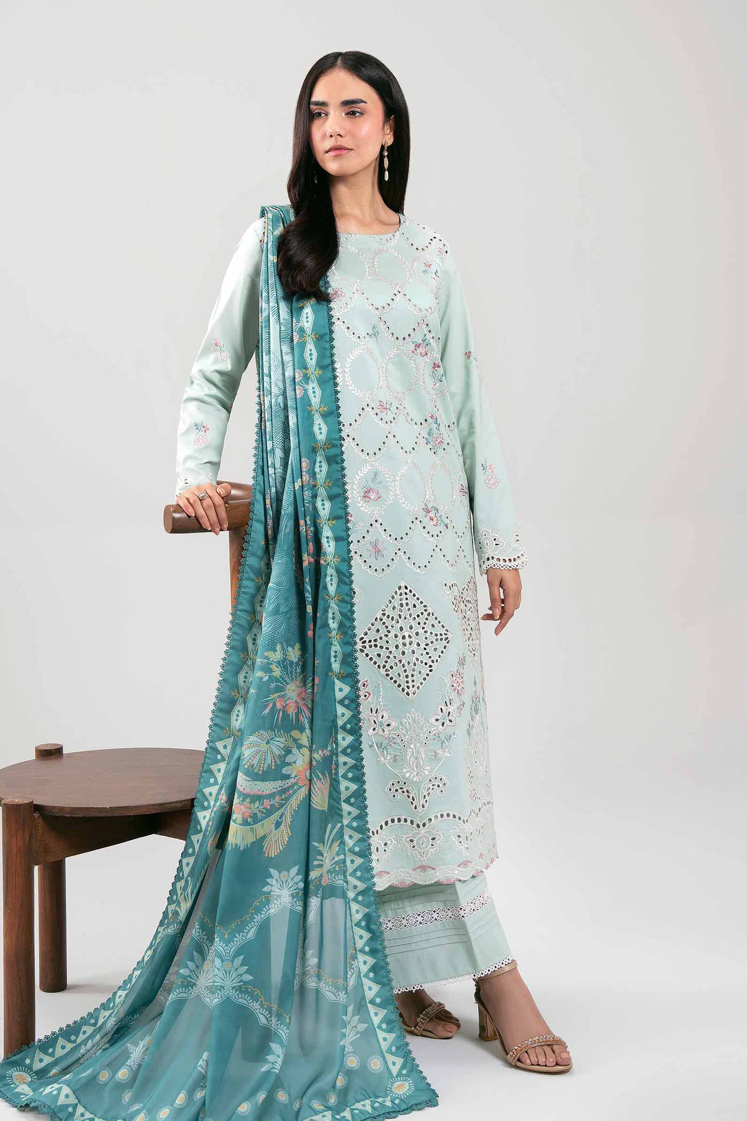 3 Piece - Digital Printed Embroidered Suit - 42601348