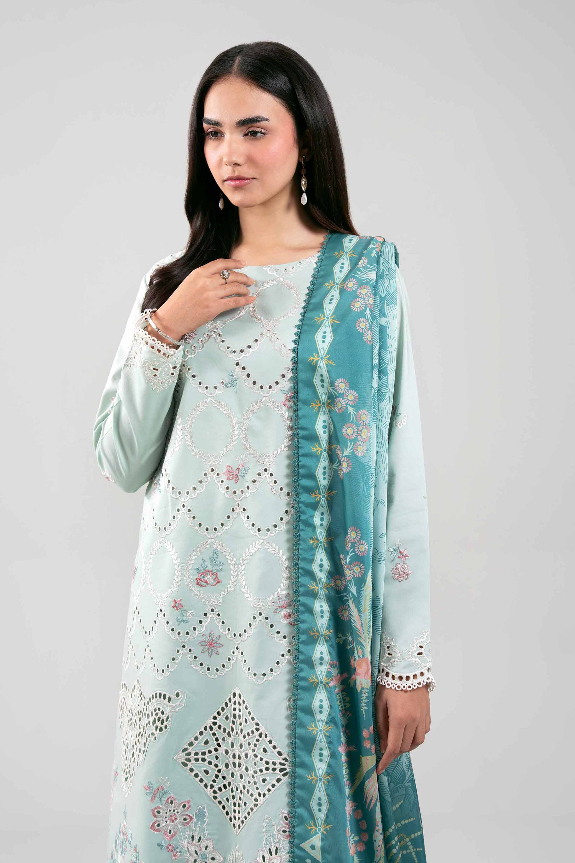 3 Piece - Digital Printed Embroidered Suit - 42601348