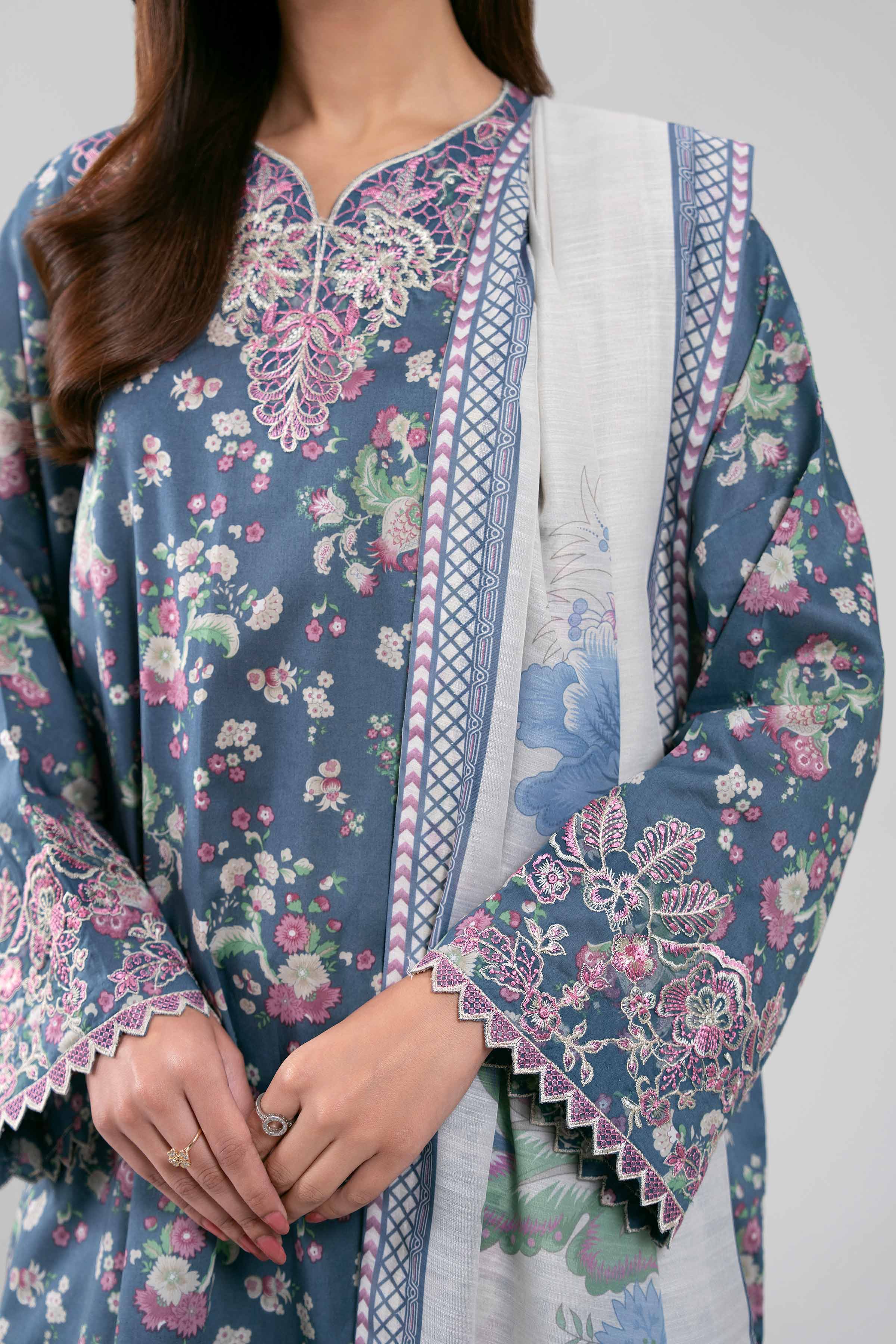 3 Piece - Digital Printed Embroidered Suit - 42601356