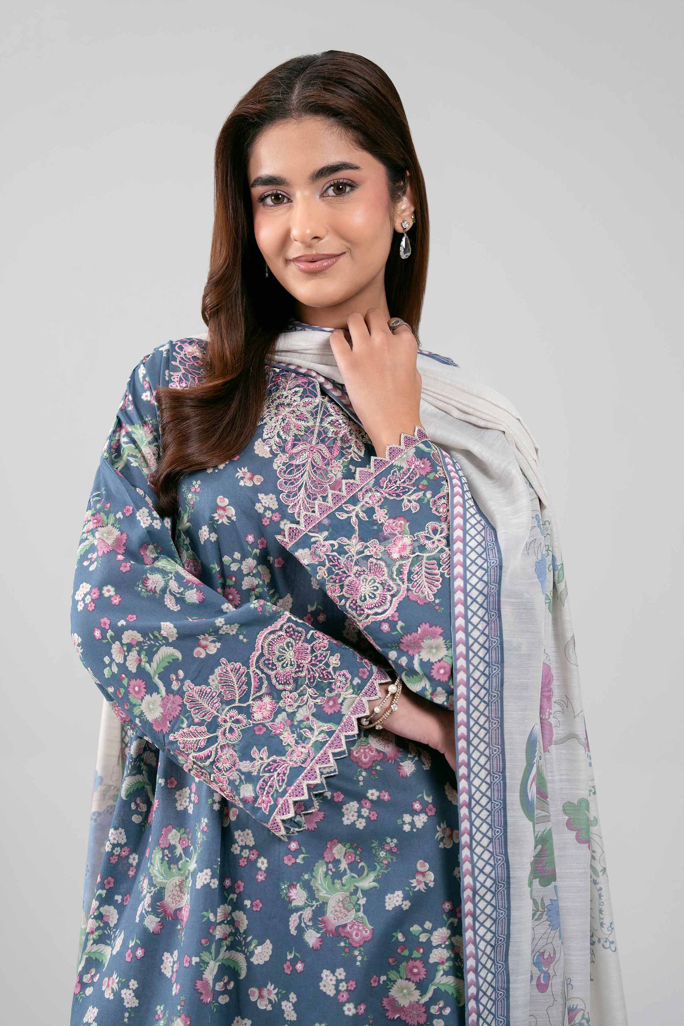 3 Piece - Digital Printed Embroidered Suit - 42601356
