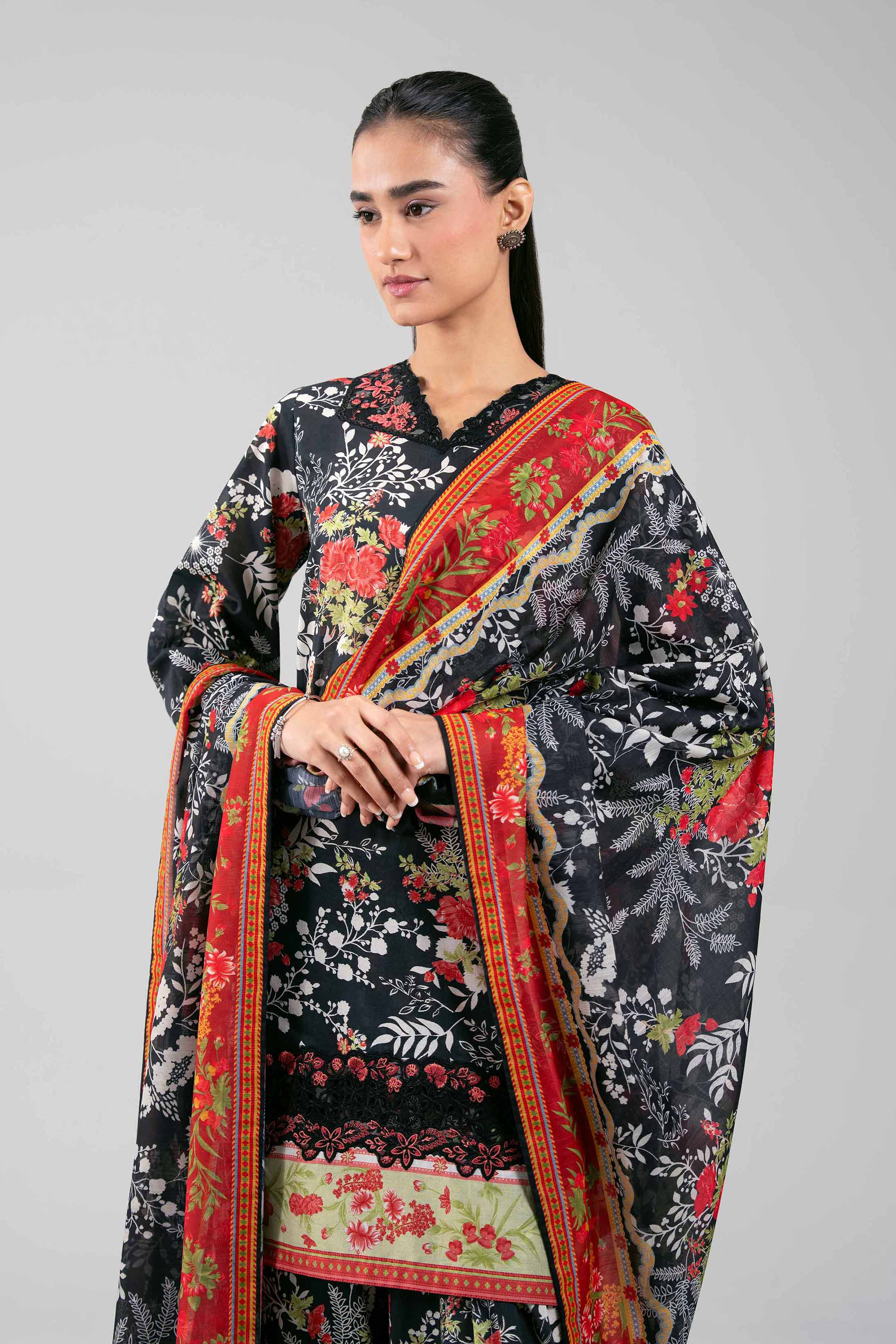 3 Piece - Digital Printed Embroidered Suit - 42601359