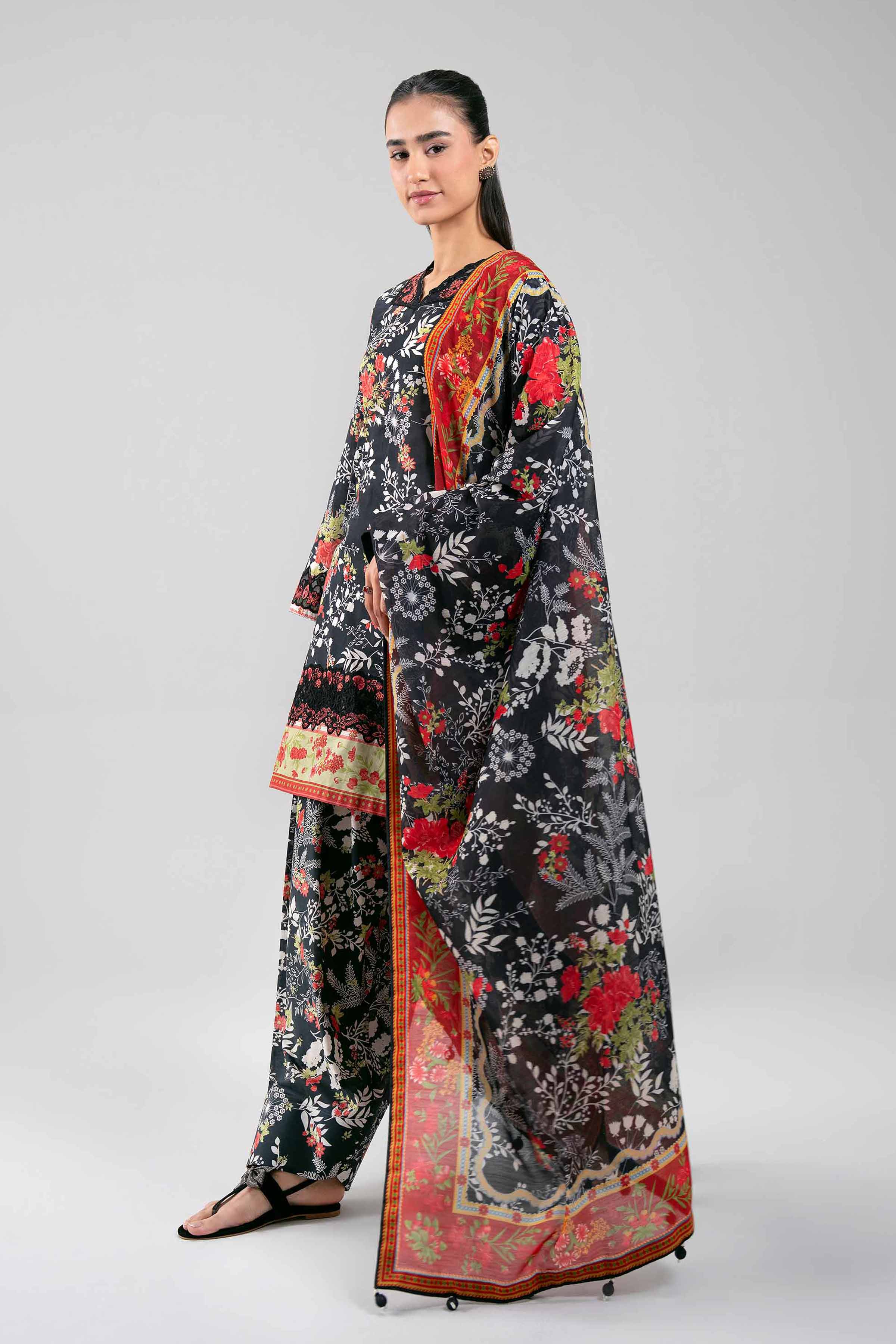 3 Piece - Digital Printed Embroidered Suit - 42601359
