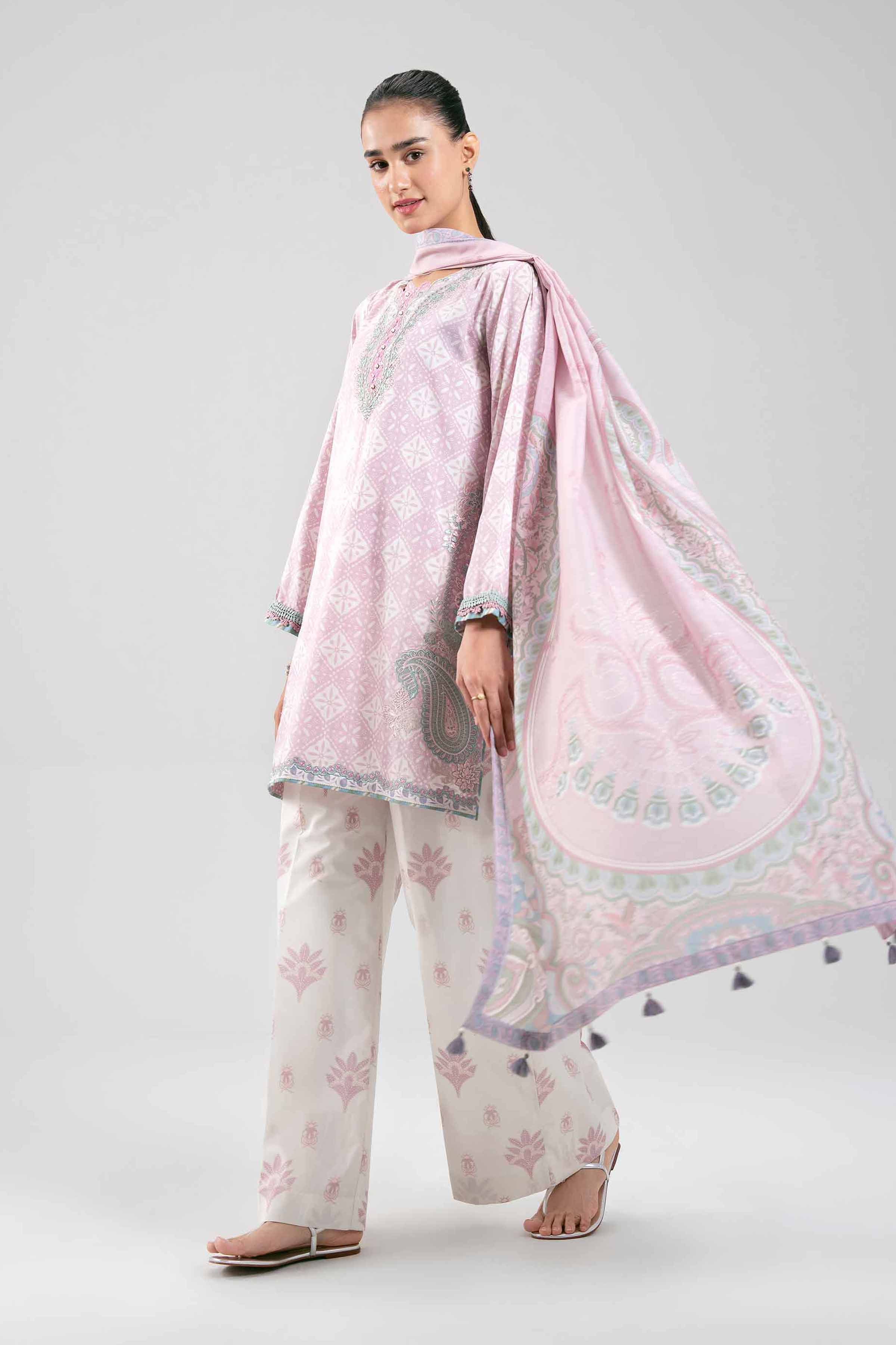 3 Piece - Digital Printed Embroidered Suit - 42601362