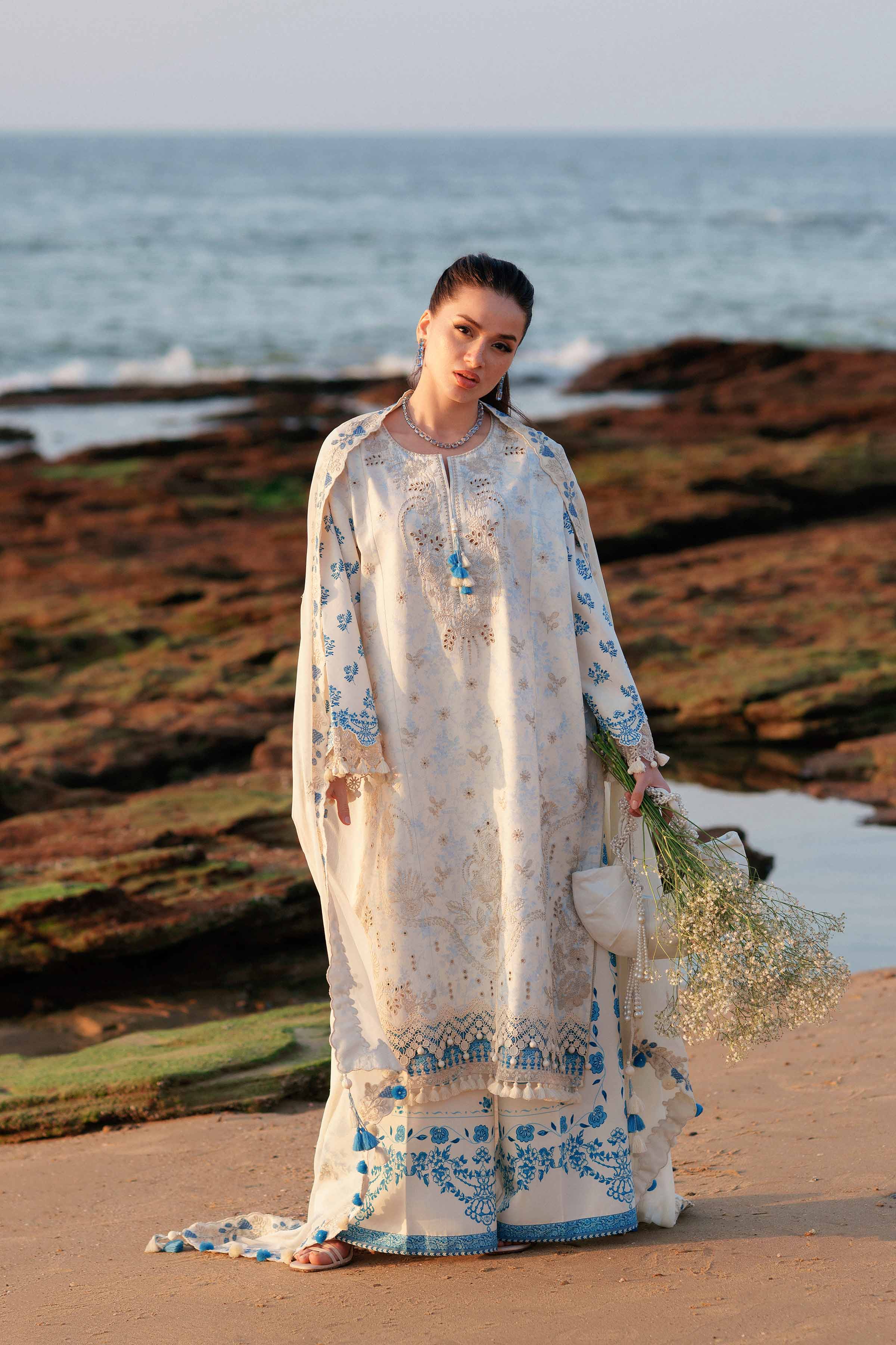 3 Piece - Digital Printed Embroidered Suit - 42601385 Beige Lawn 3PC Embroidered