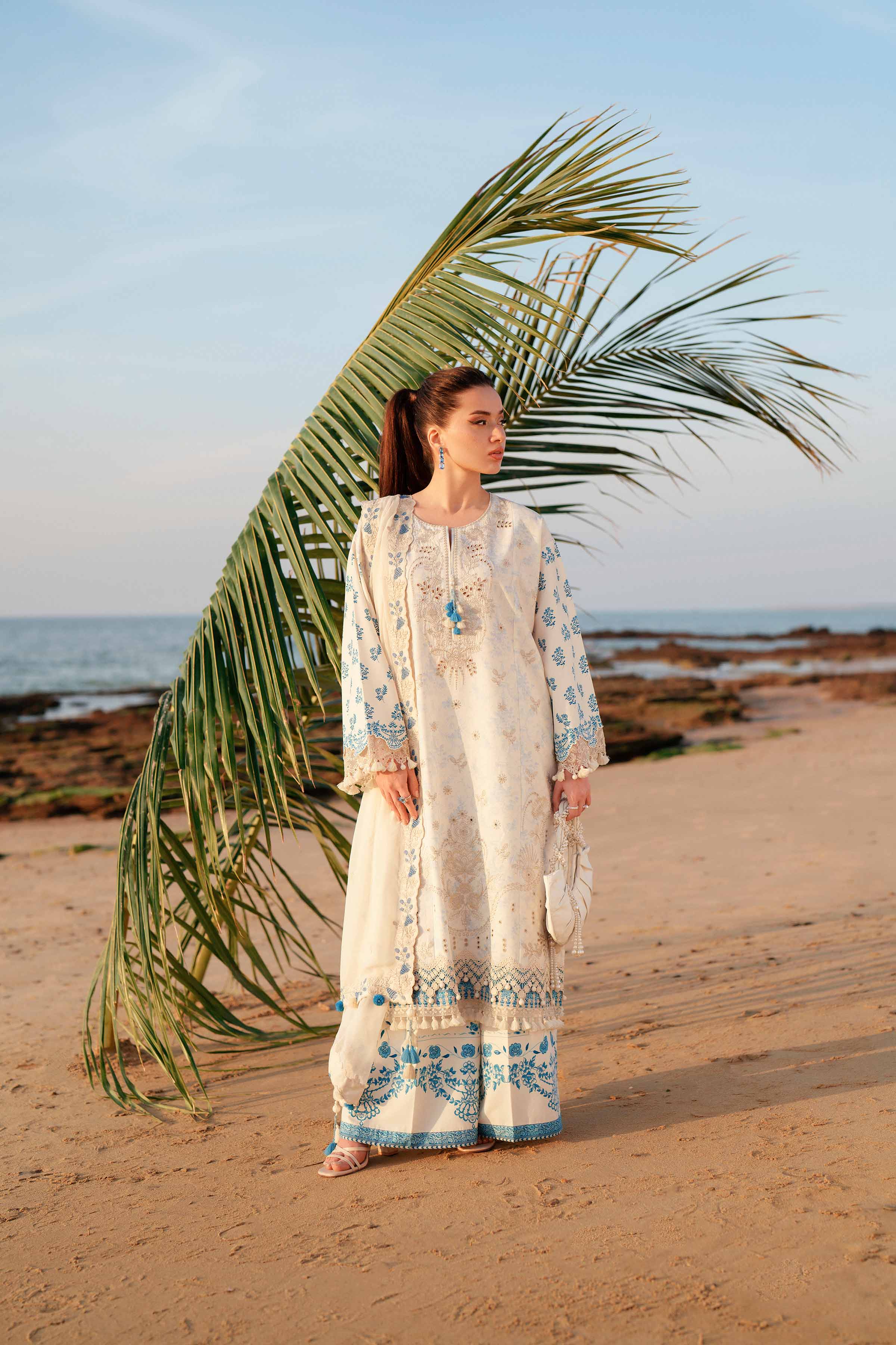 3 Piece - Digital Printed Embroidered Suit - 42601385 Beige Lawn 3PC Embroidered