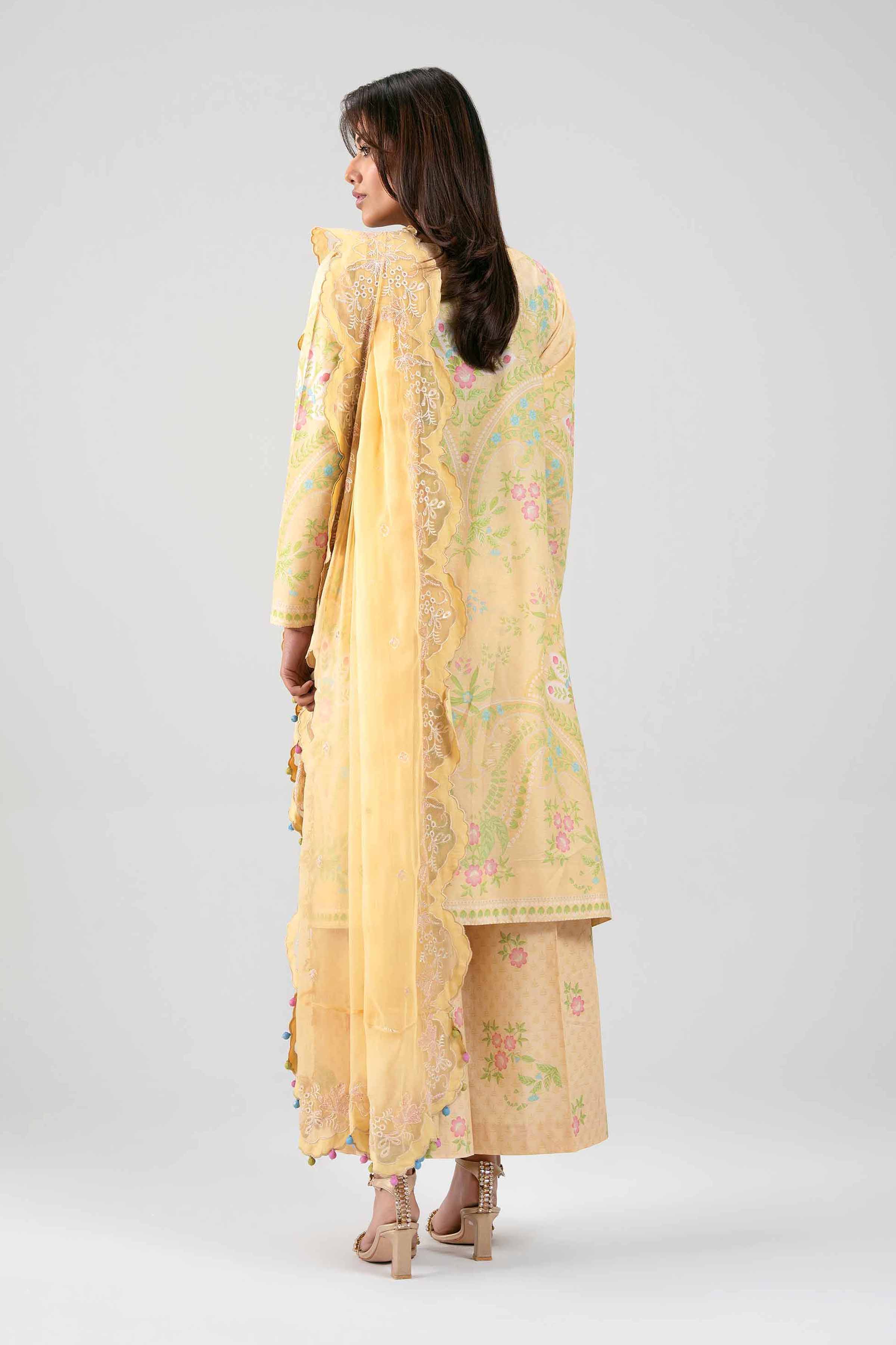 3 Piece - Digital Printed Embroidered Suit - 42601388 Yellow Lawn 3PC Embroidered