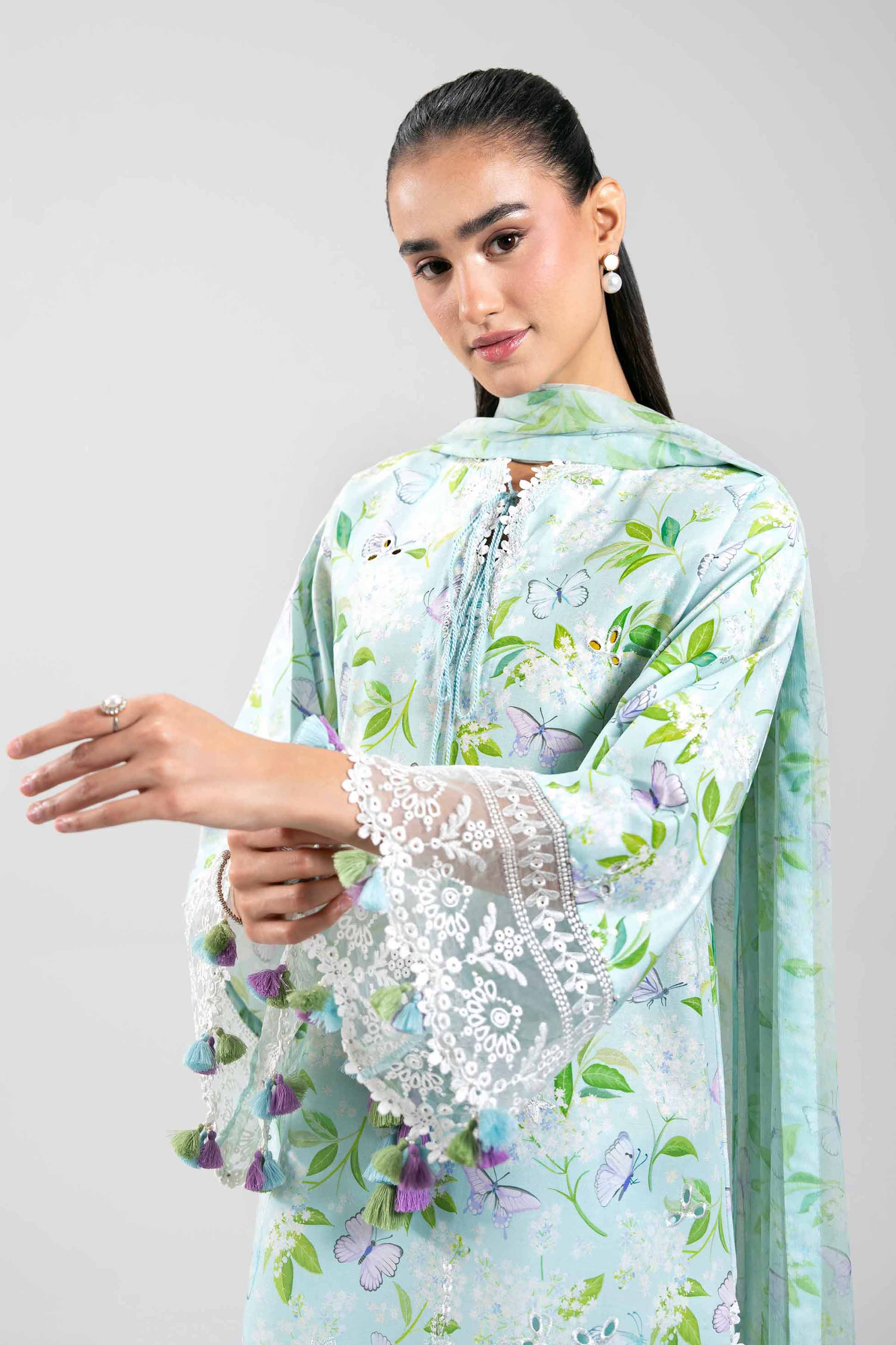 3 Piece - Digital Printed Embroidered Suit - 42601397 Blue Lawn 3PC Embroidered UNSTITCHED
