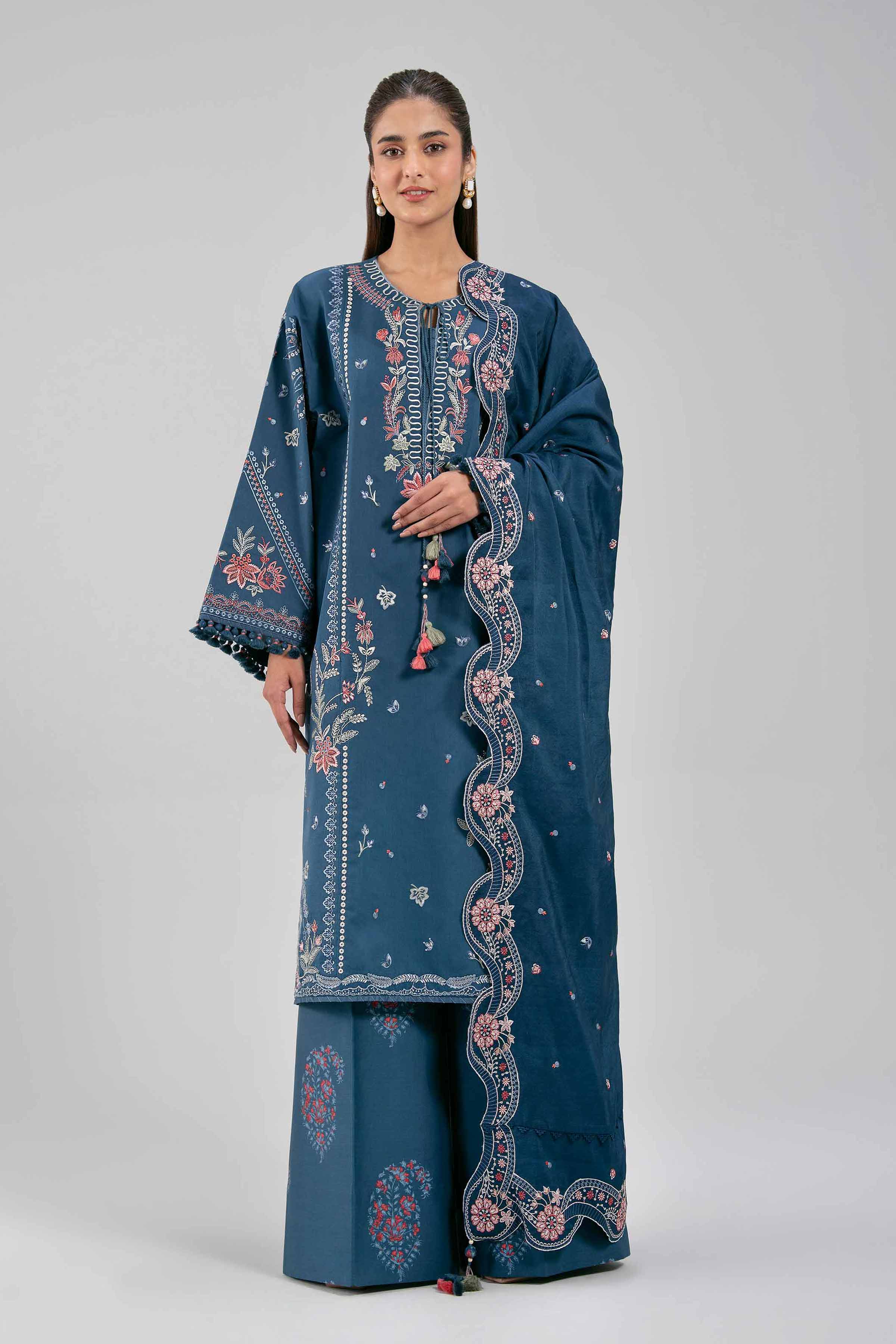3 Piece - Digital Printed Embroidered Suit - 42601403
