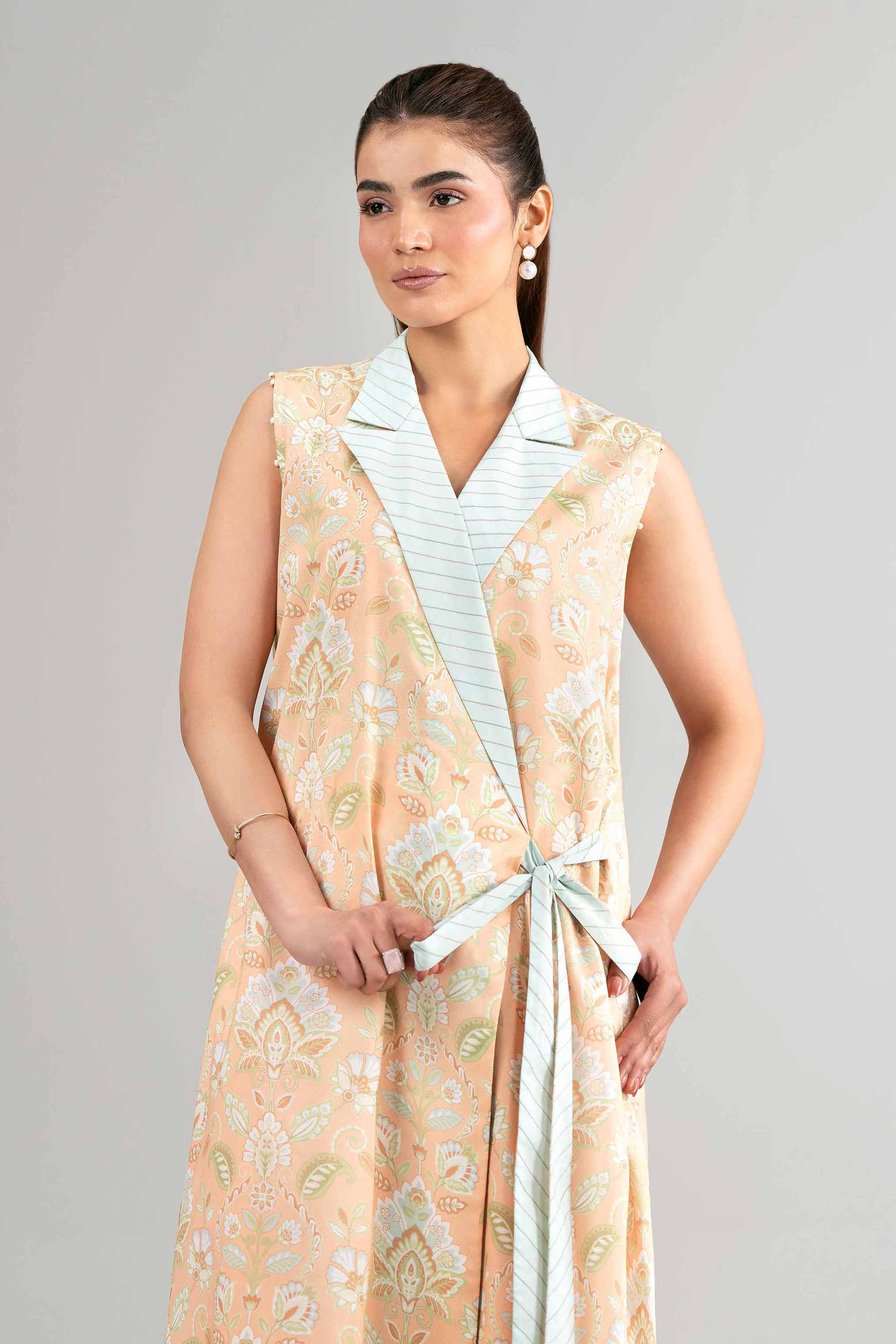 2 Piece - Printed Suit - 42601405 Orange Lawn 2PC Printed Summer