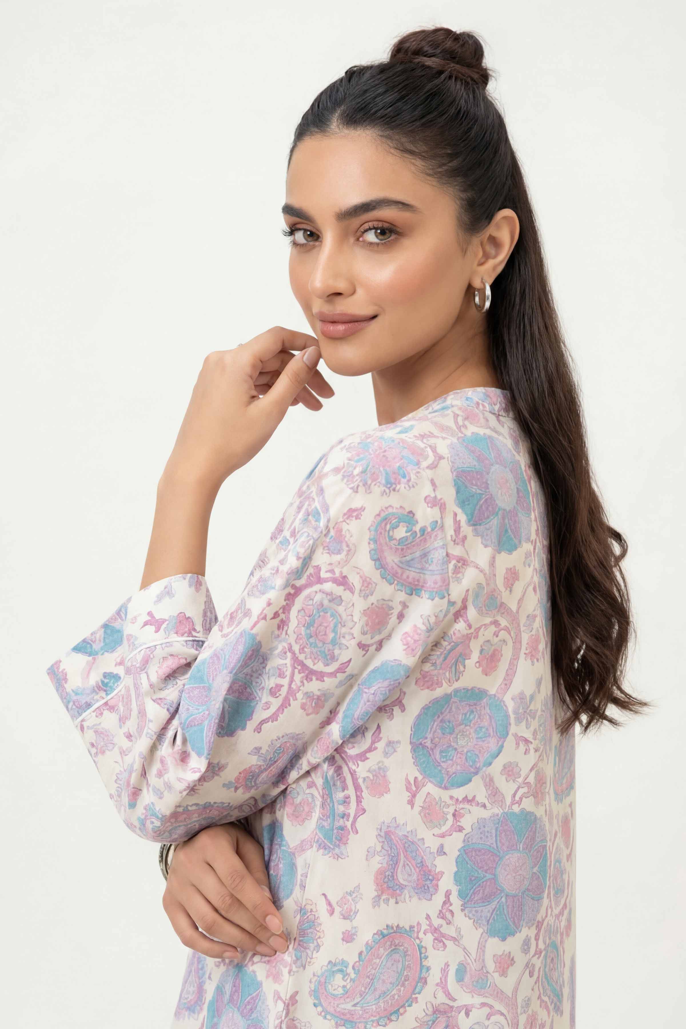 2 Piece - Printed Suit - 42601406 Cream Lawn 2PC Printed Summer