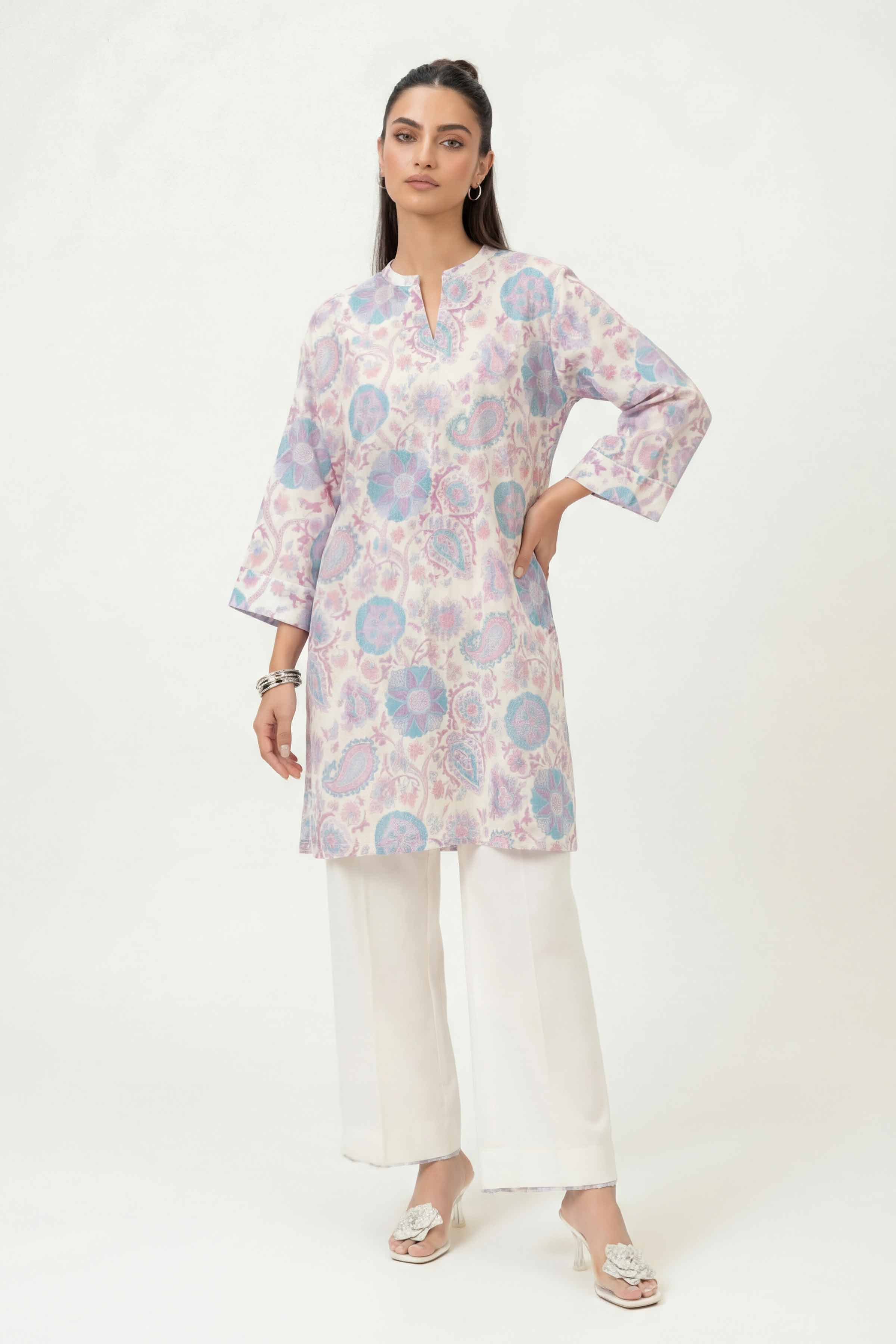 2 Piece - Printed Suit - 42601406 Cream Lawn 2PC Printed Summer