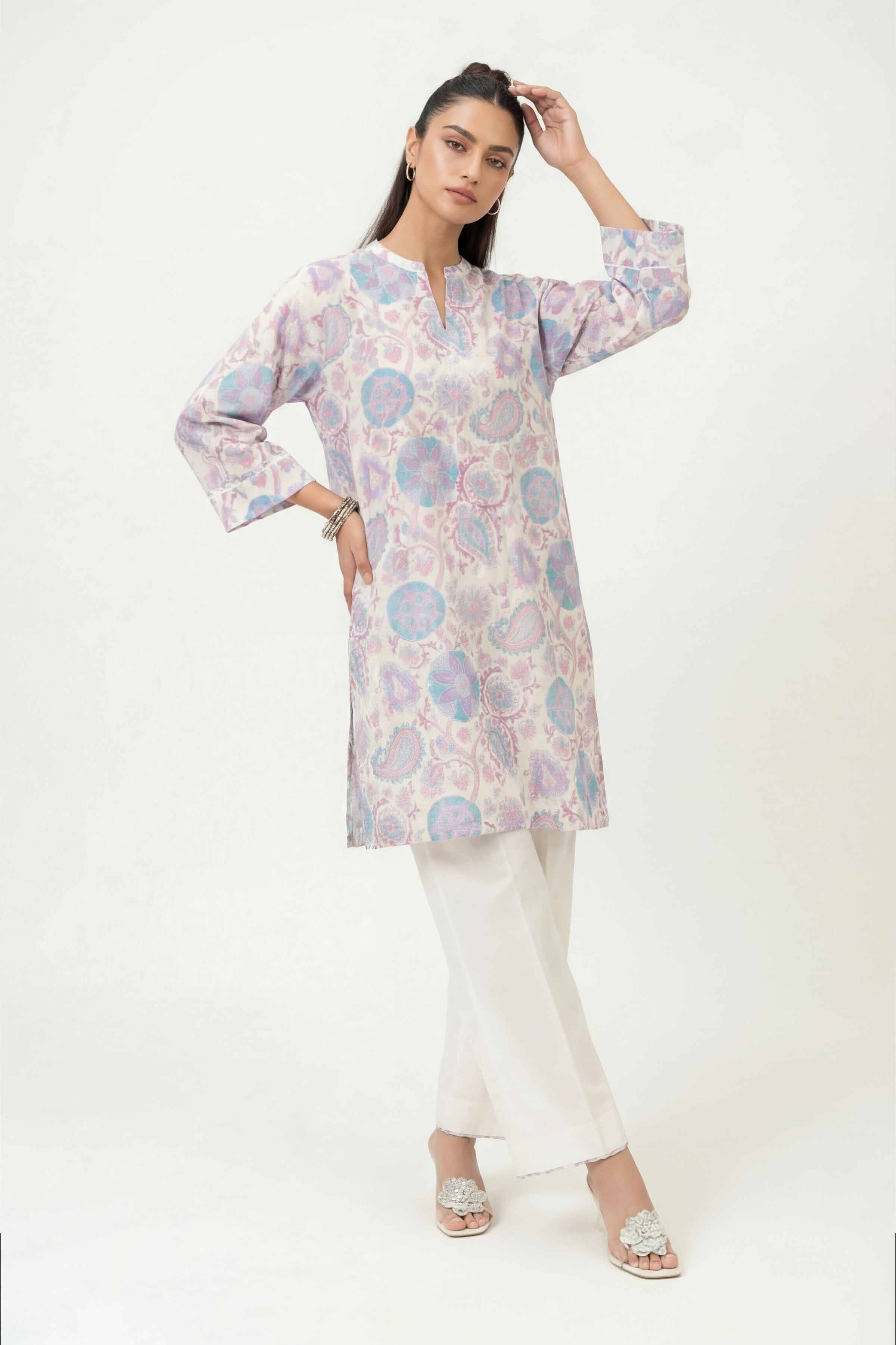 2 Piece - Printed Suit - 42601406 Cream Lawn 2PC Printed Summer