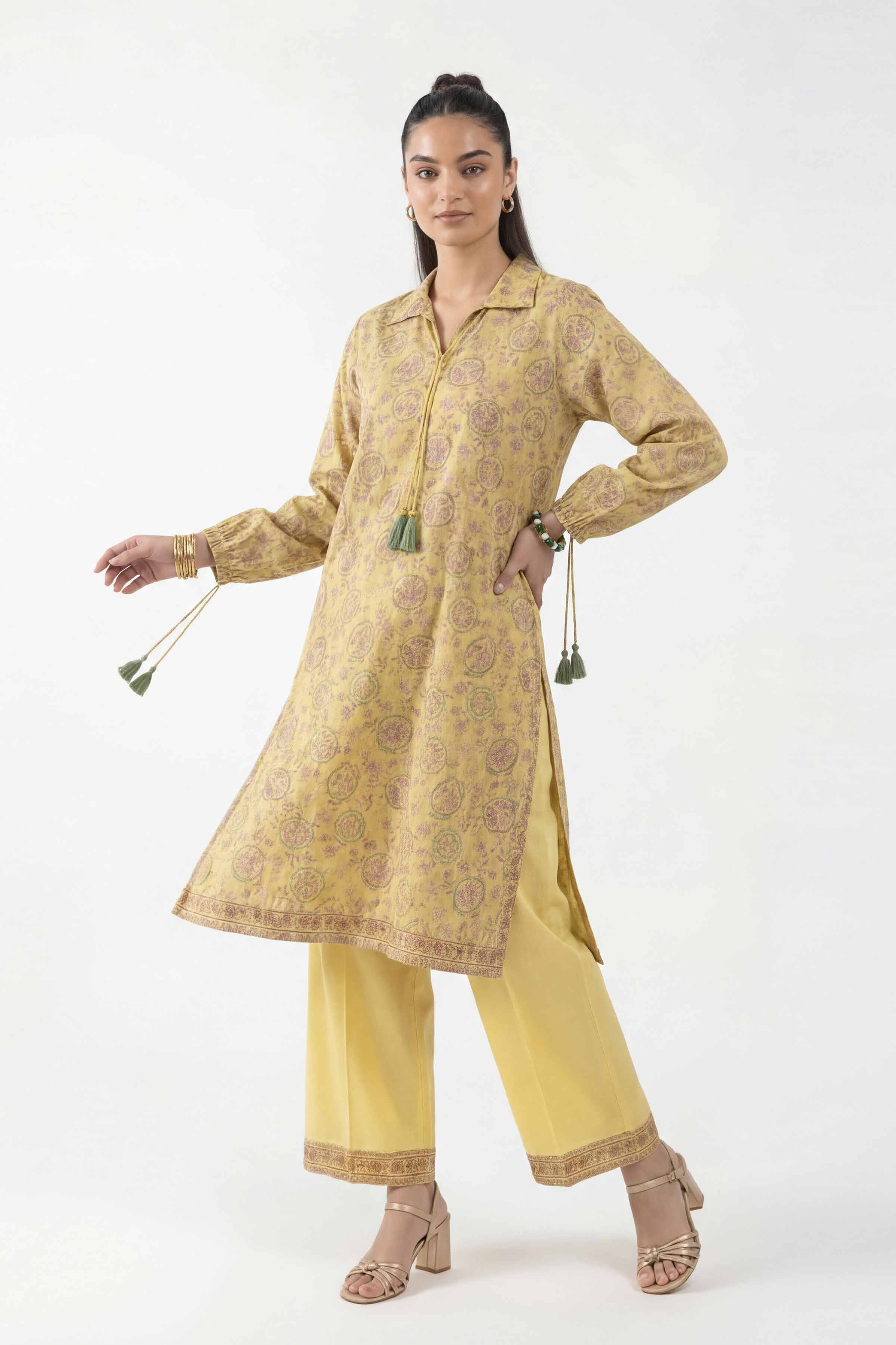 2 Piece - Printed Suit - 42601407 Yellow Lawn 2PC Printed Summer