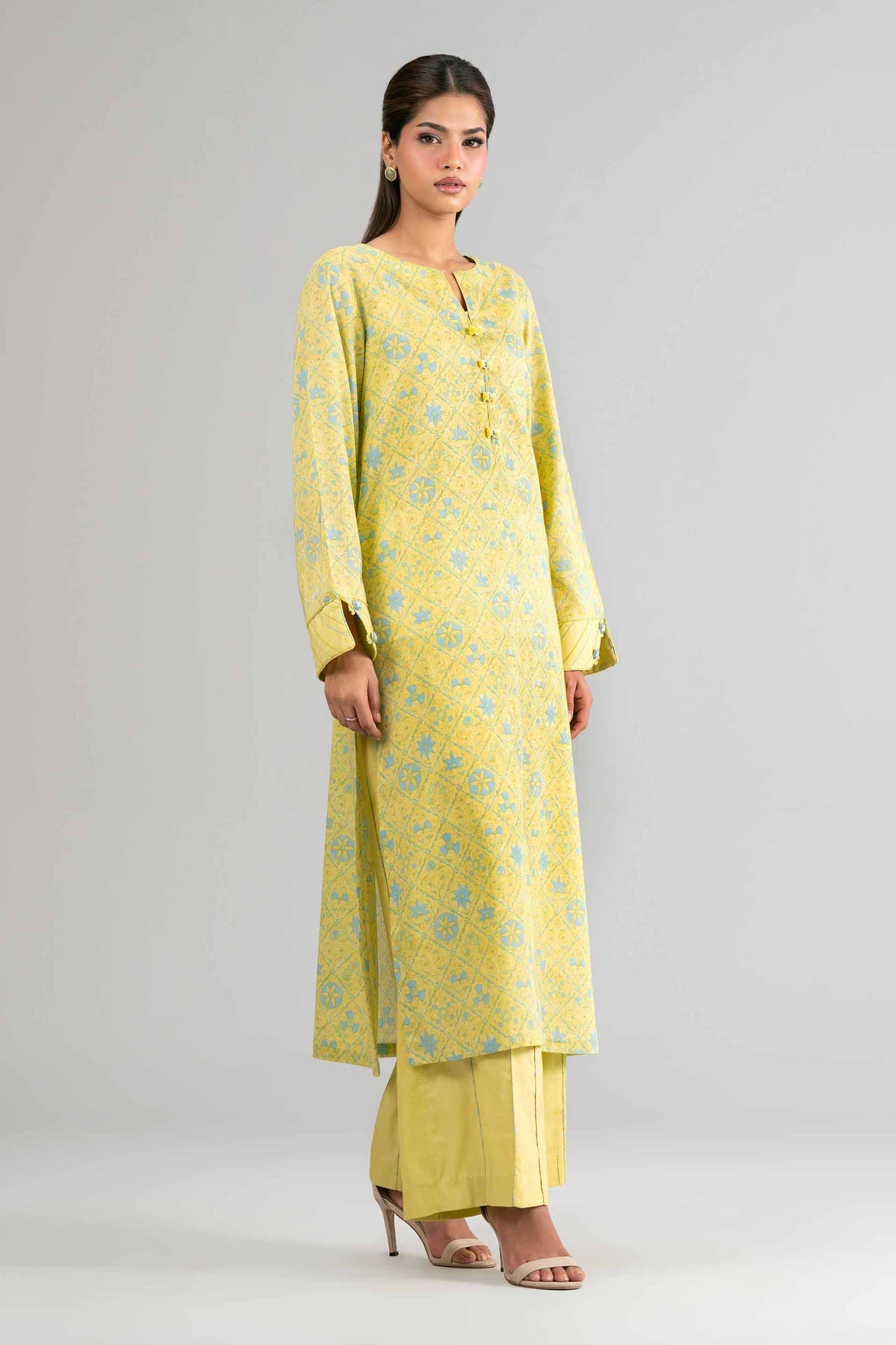 2 Piece - Printed Suit - 42601408 Yellow Lawn 2PC Printed Summer