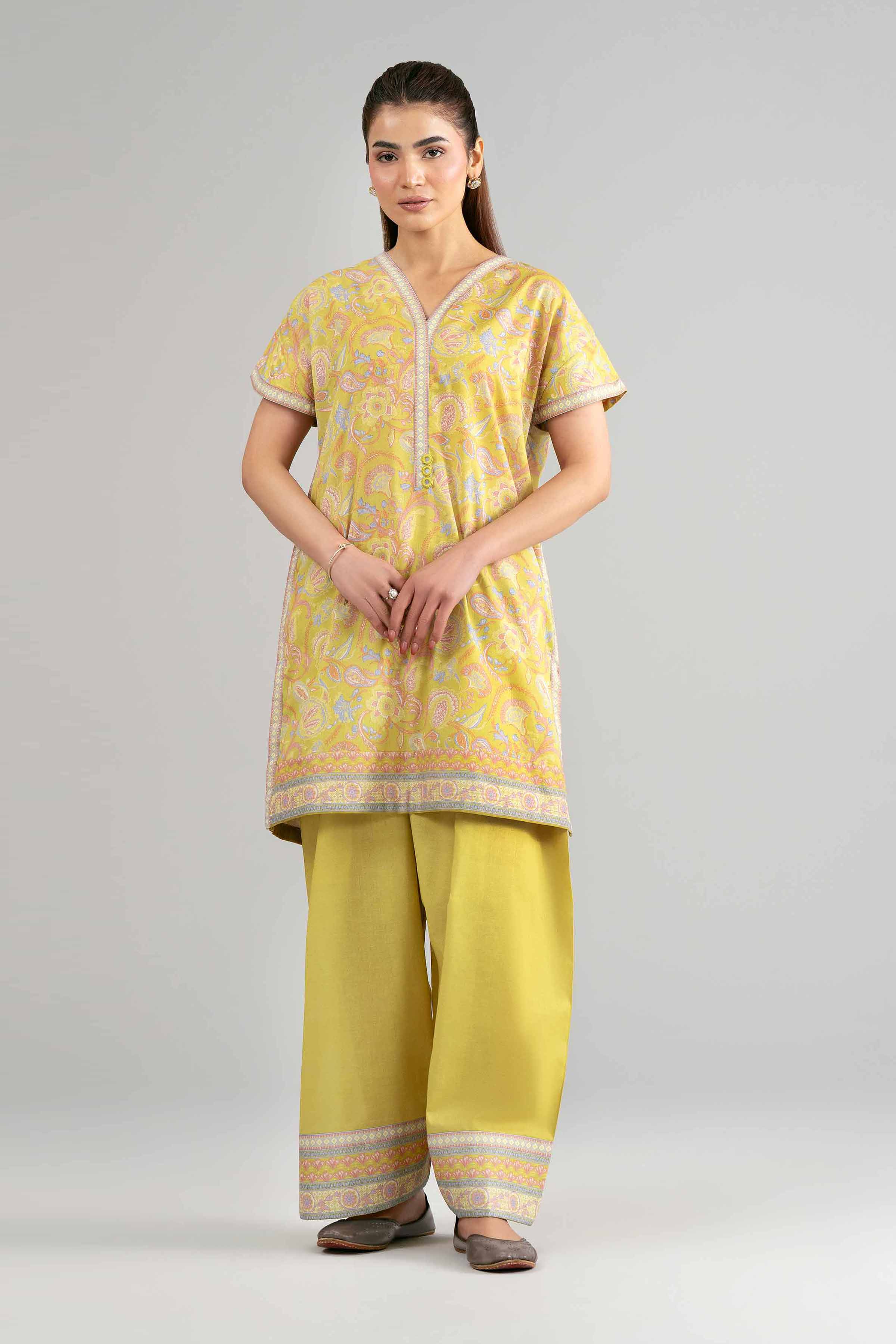 2 Piece - Printed Suit - 42601411 Yellow Lawn 2PC Printed Summer