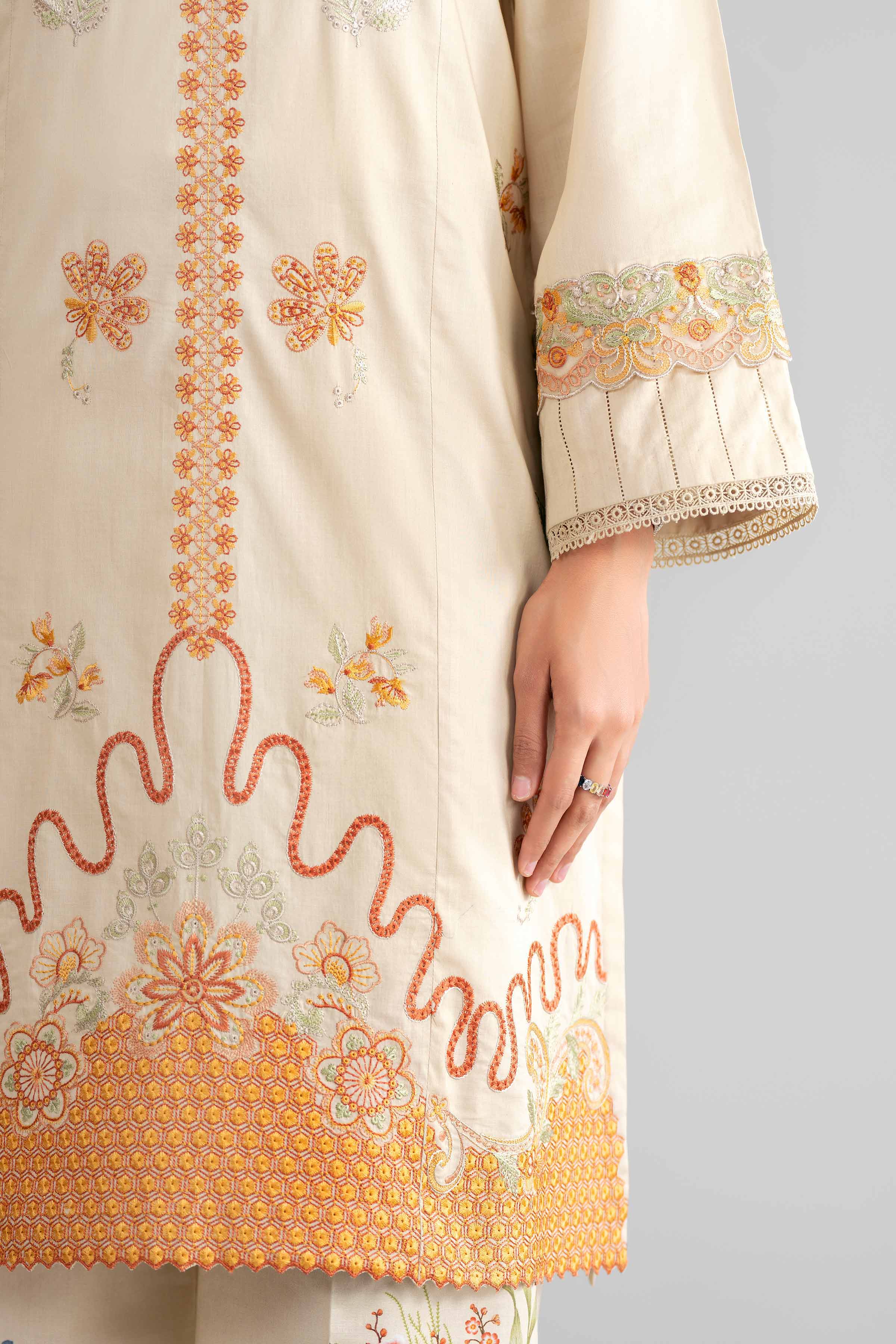 2 Piece - Digital Printed Embroidered Suit - 42601415 Yellow Lawn 2PC Embroidered Summer