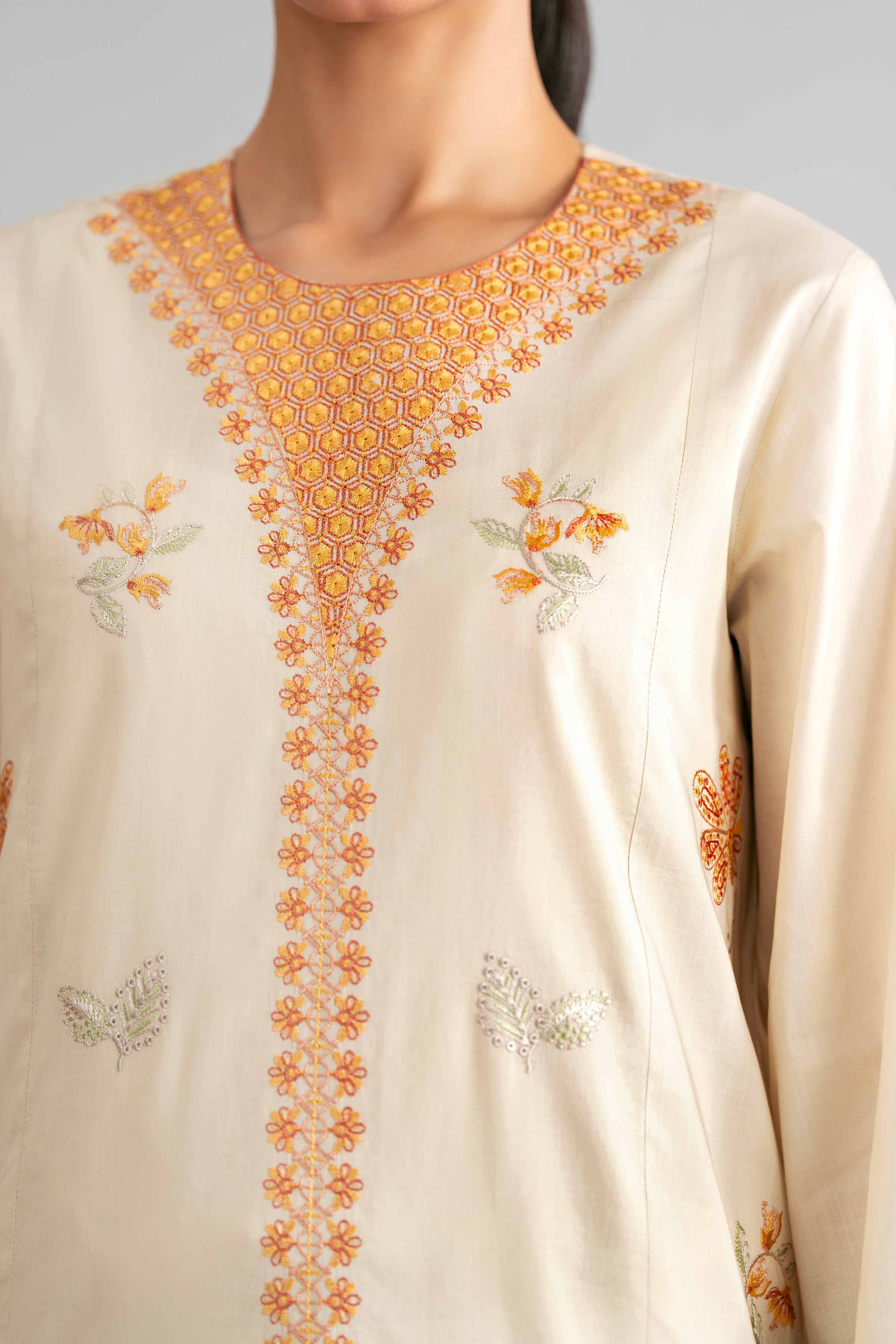2 Piece - Digital Printed Embroidered Suit - 42601415 Yellow Lawn 2PC Embroidered Summer