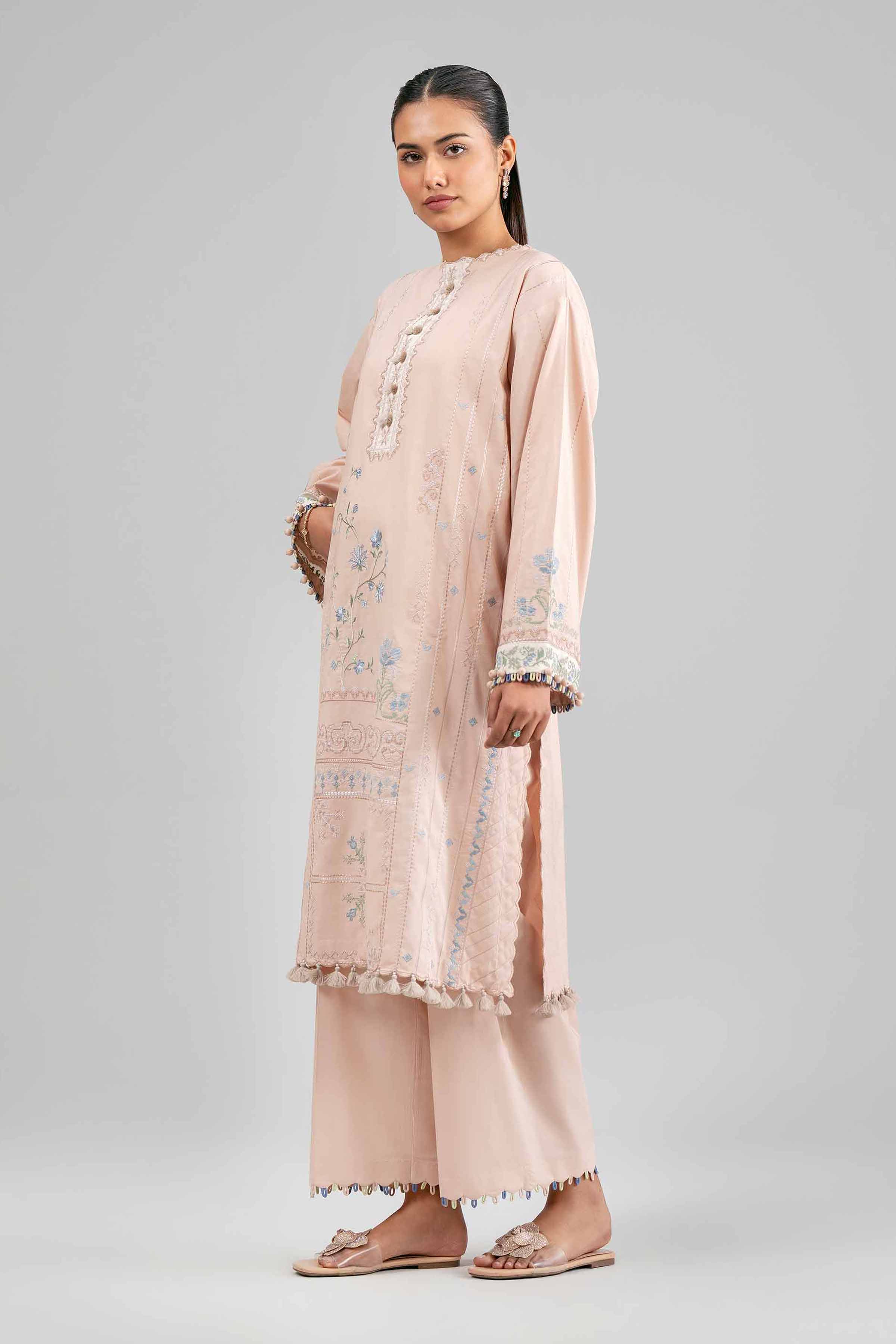 2 Piece - Embroidered Suit - 42601425 Peach Lawn 2PC Embroidered Summer