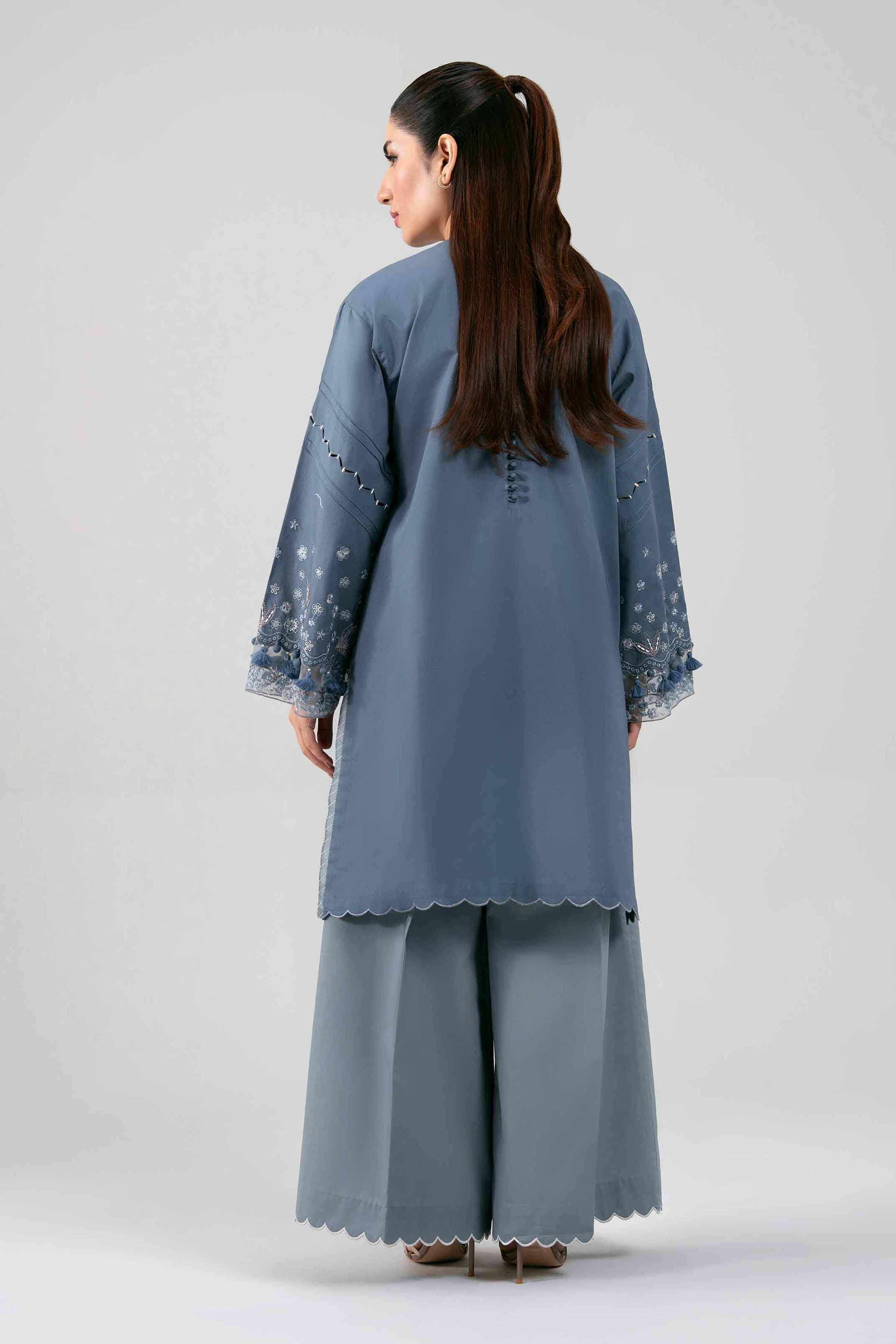 2 Piece - Embroidered Suit - 42601426 Blue Lawn 2PC Embroidered Summer