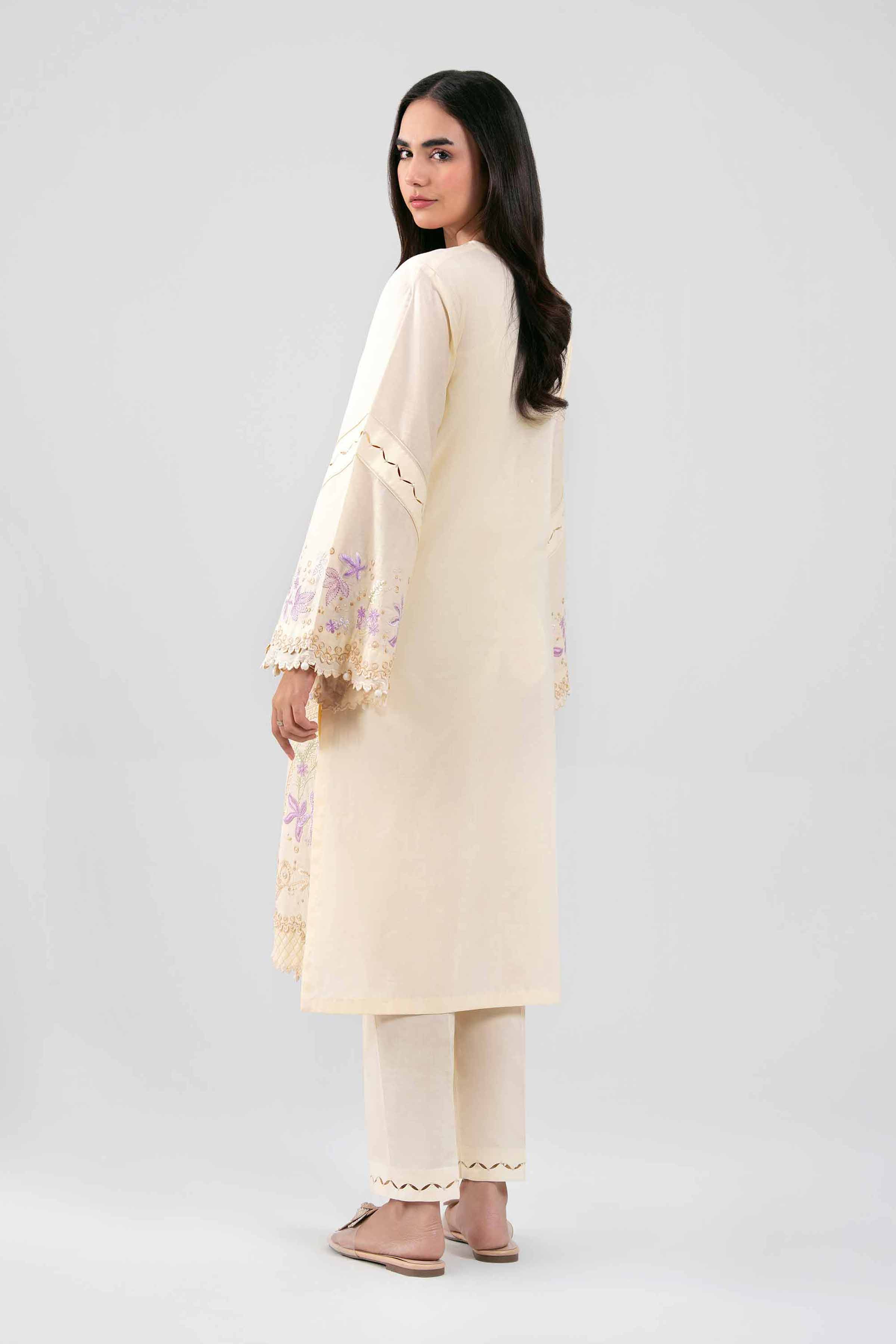 2 Piece - Embroidered Suit - 42601431 Cream Lawn 2PC Embroidered Summer