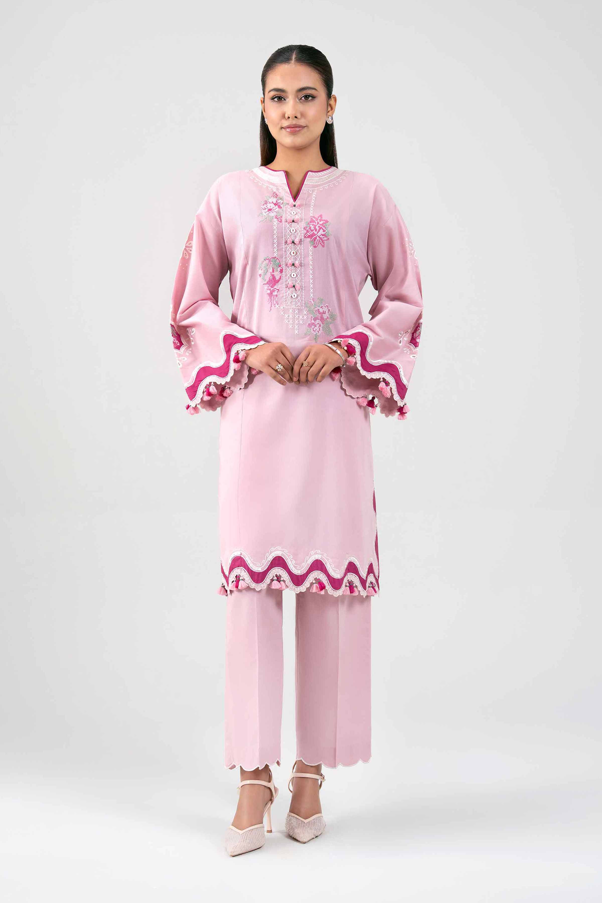 2 Piece - Embroidered Suit - 42601433 Pink Lawn 2PC Embroidered