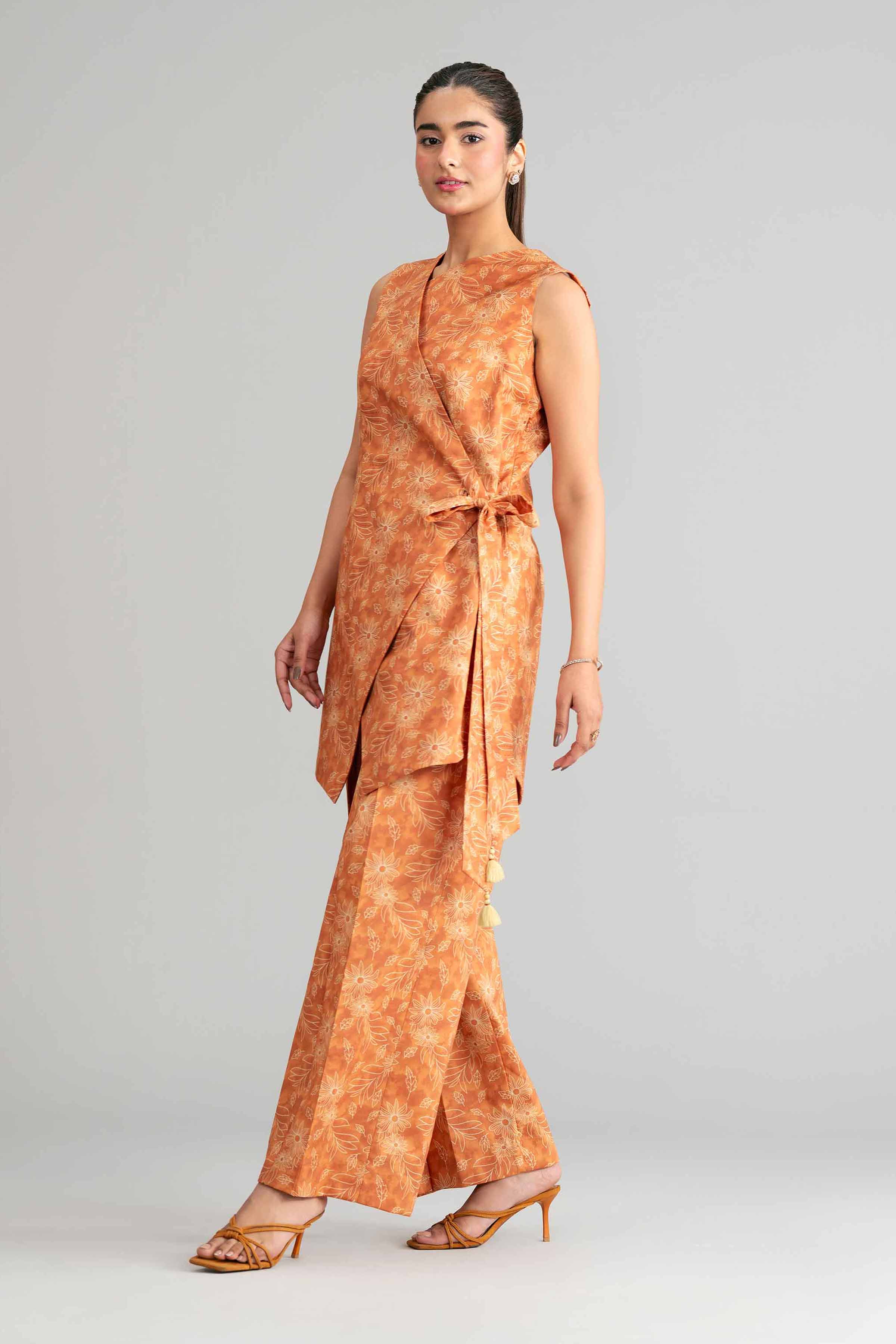 2 Piece - Printed Suit - 42601435 Brown Lawn 2PC Printed Summer