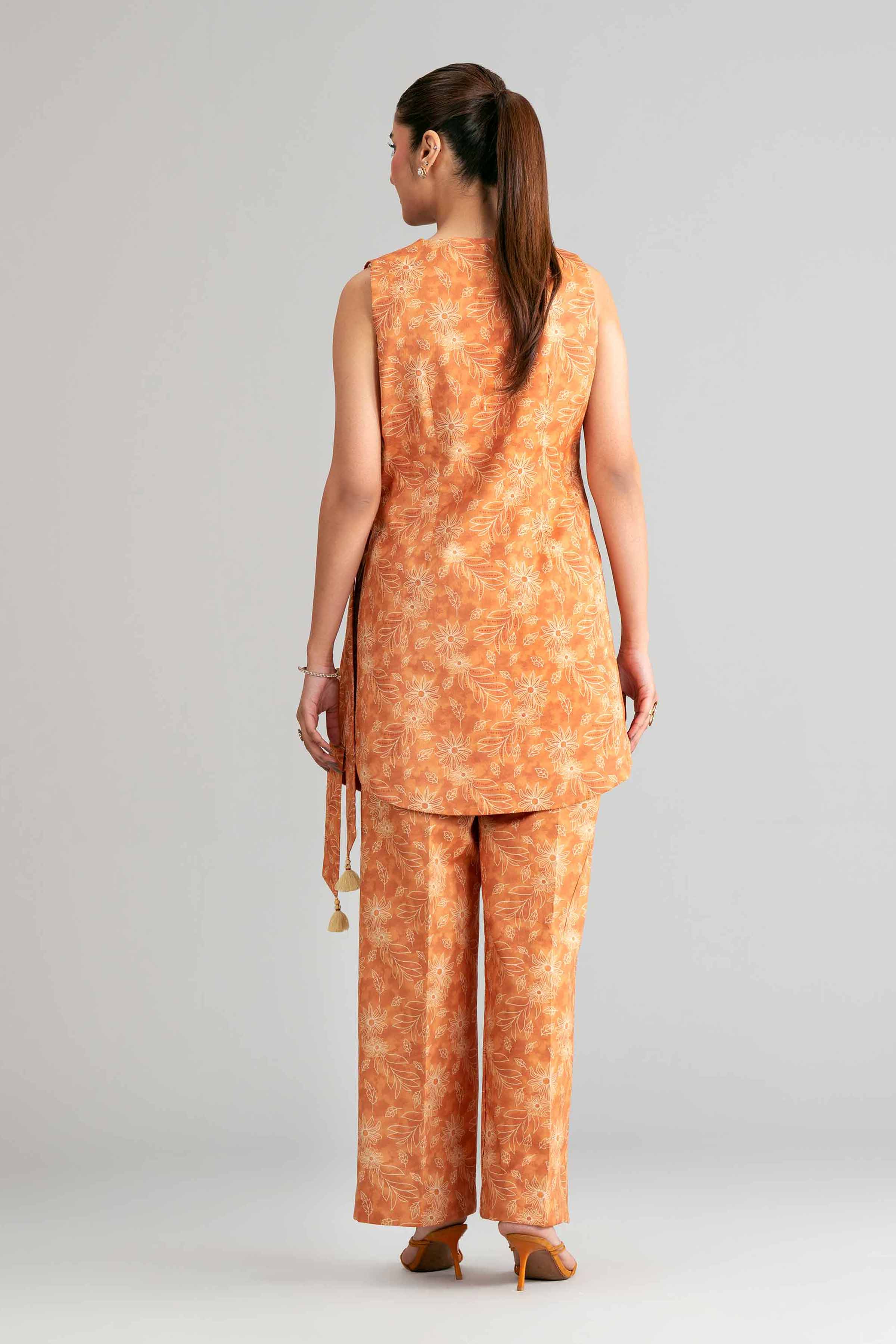 2 Piece - Printed Suit - 42601435 Brown Lawn 2PC Printed Summer