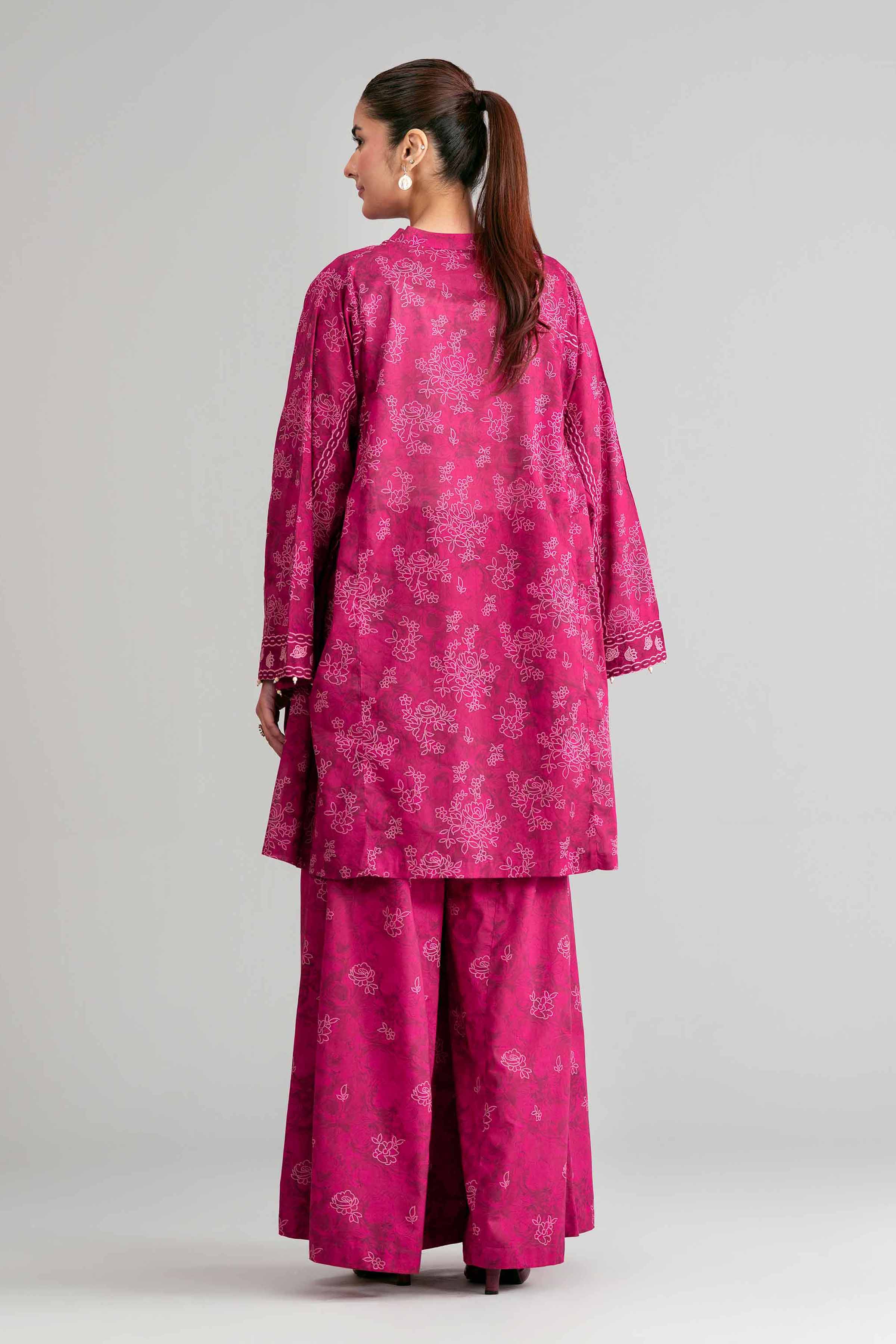 2 Piece - Printed Suit - 42601438 Maroon Lawn 2PC Printed Summer