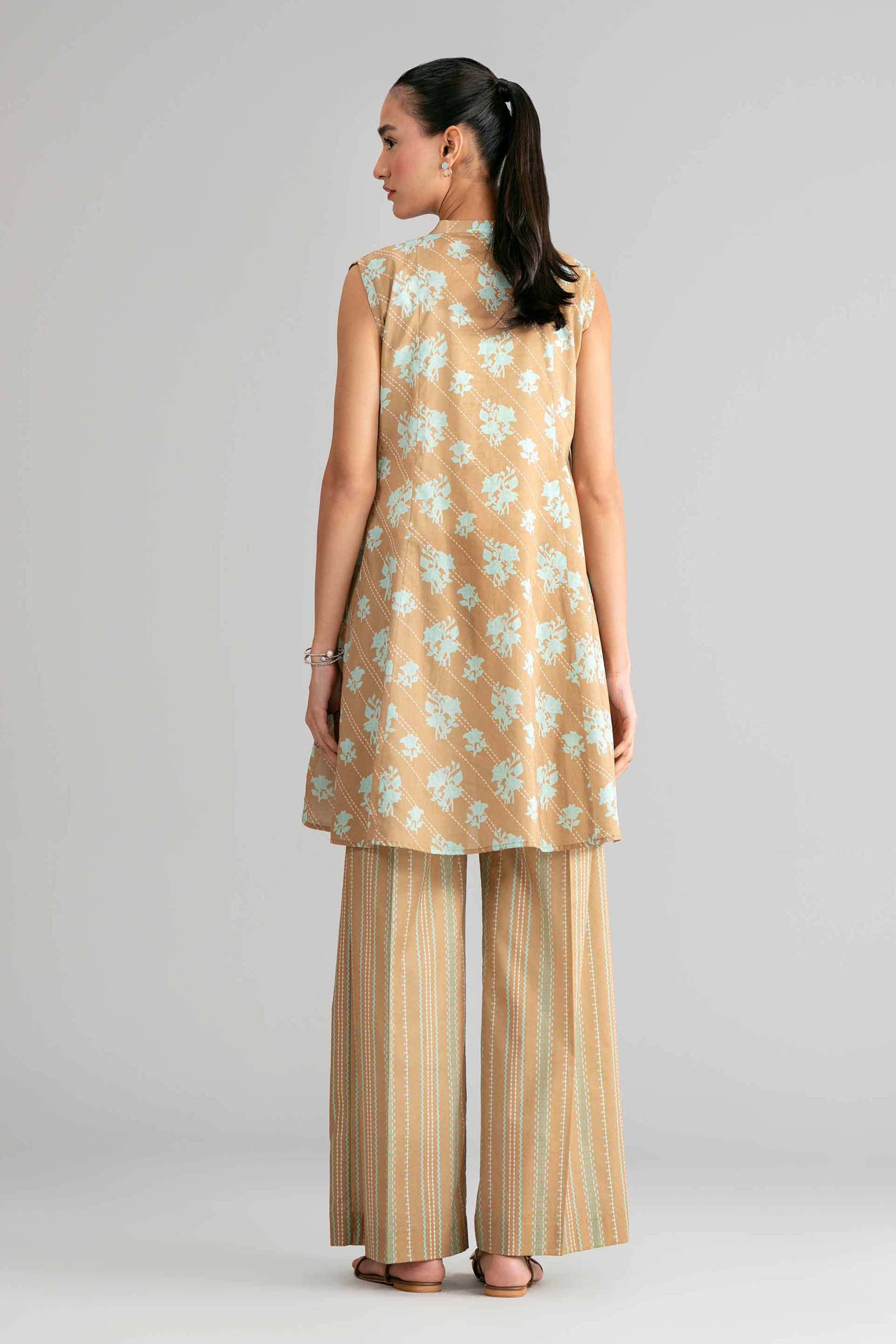 2 Piece - Printed Suit - 42601439 Brown Lawn 2PC Printed Summer