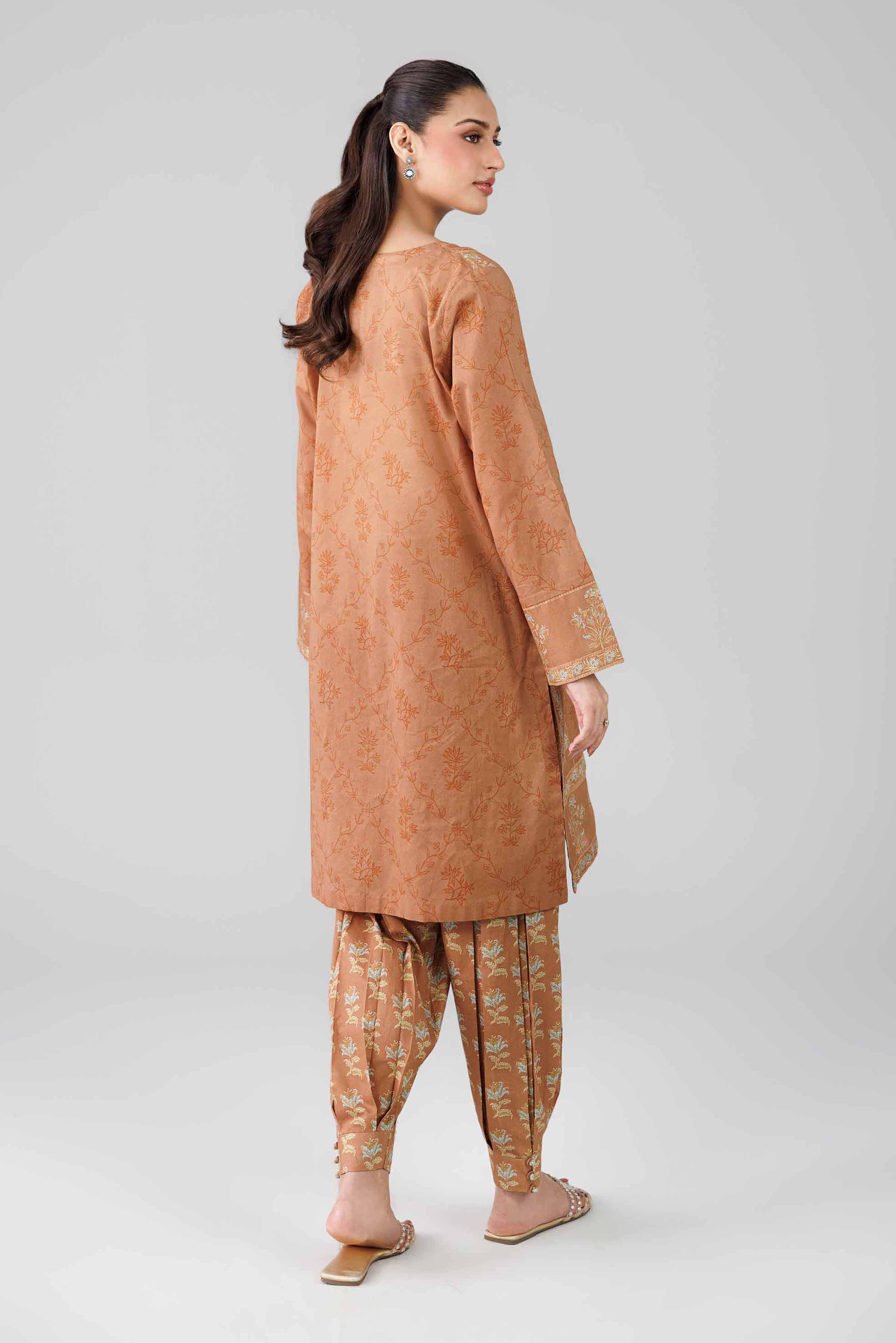 2 Piece - Printed Suit - 42601449 Brown Lawn 2PC Printed