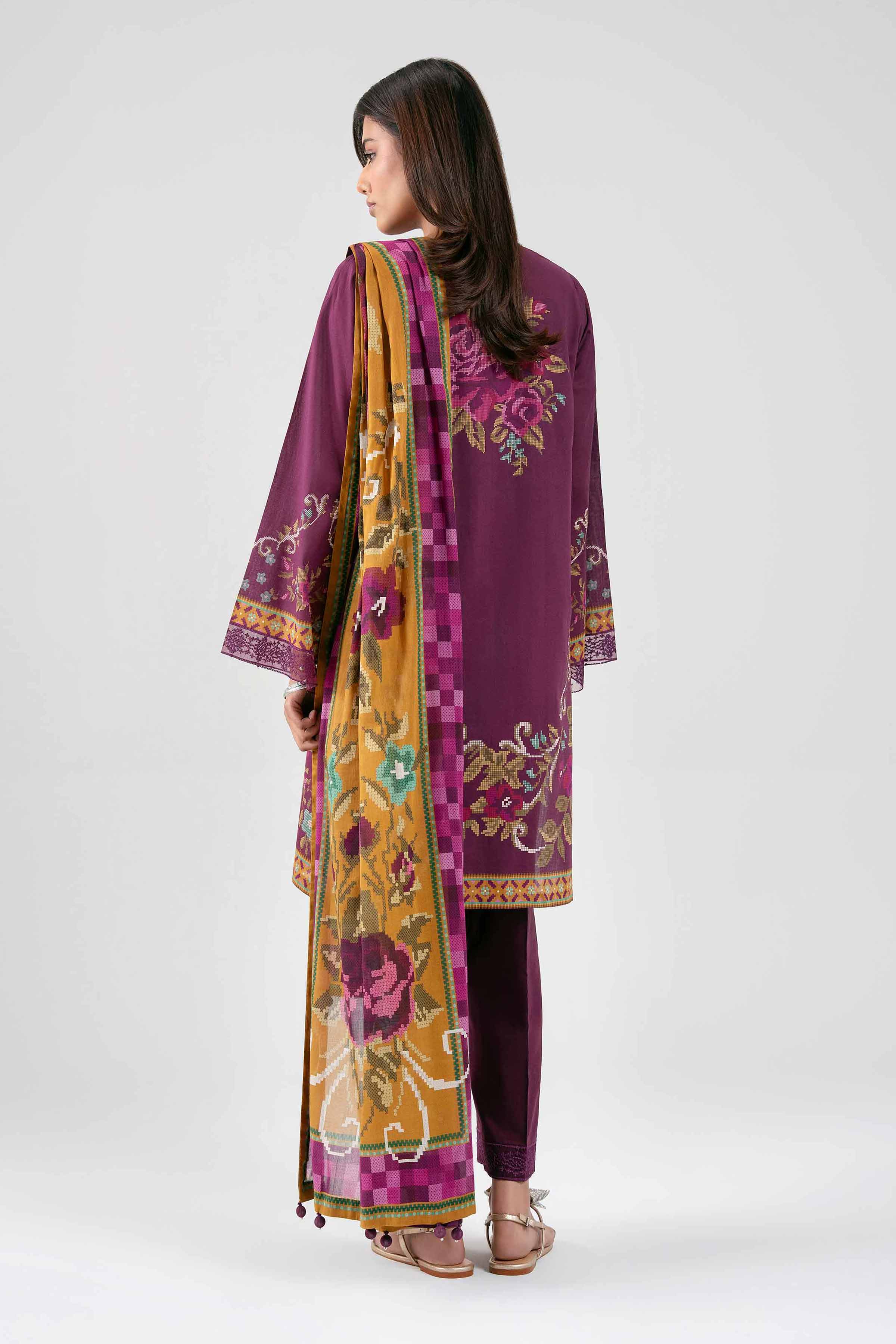 3 Piece - Digital Printed Embroidered Suit - 42601462 Maroon Lawn 3PC Embroidered Summer