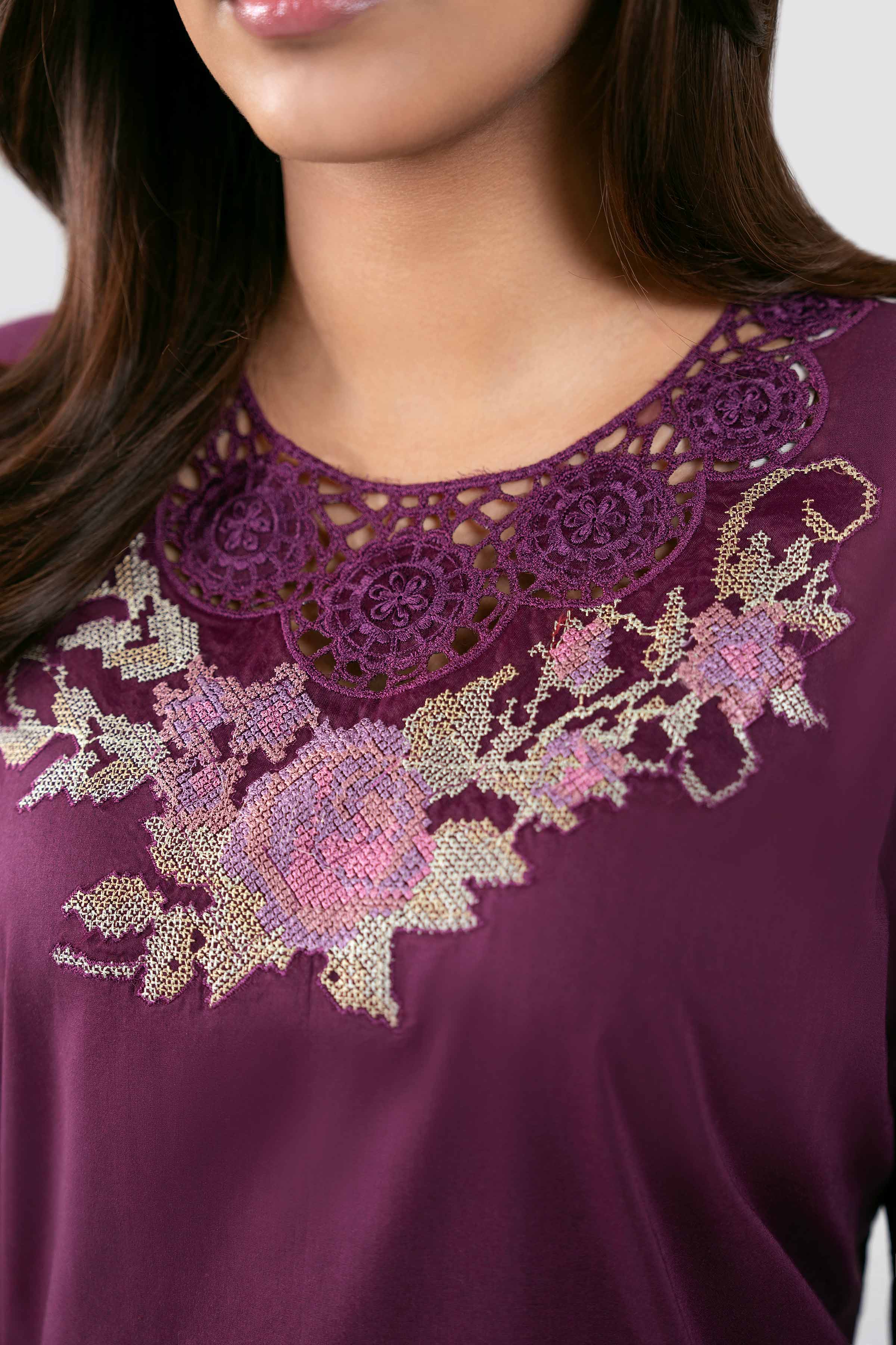 3 Piece - Digital Printed Embroidered Suit - 42601462 Maroon Lawn 3PC Embroidered Summer