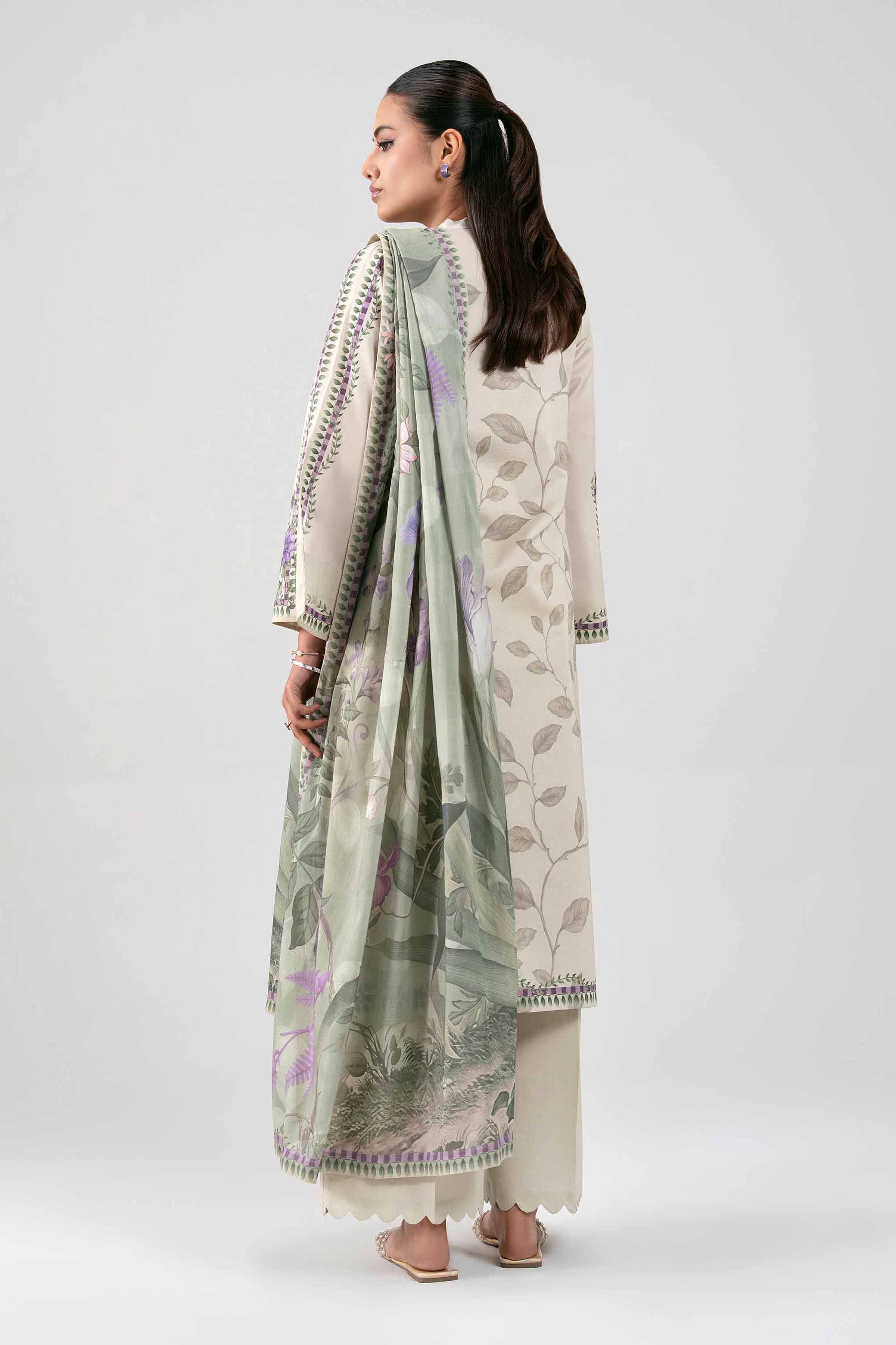 3 Piece - Digital Printed Suit - 42601470 Beige Lawn 3PC Printed Summer