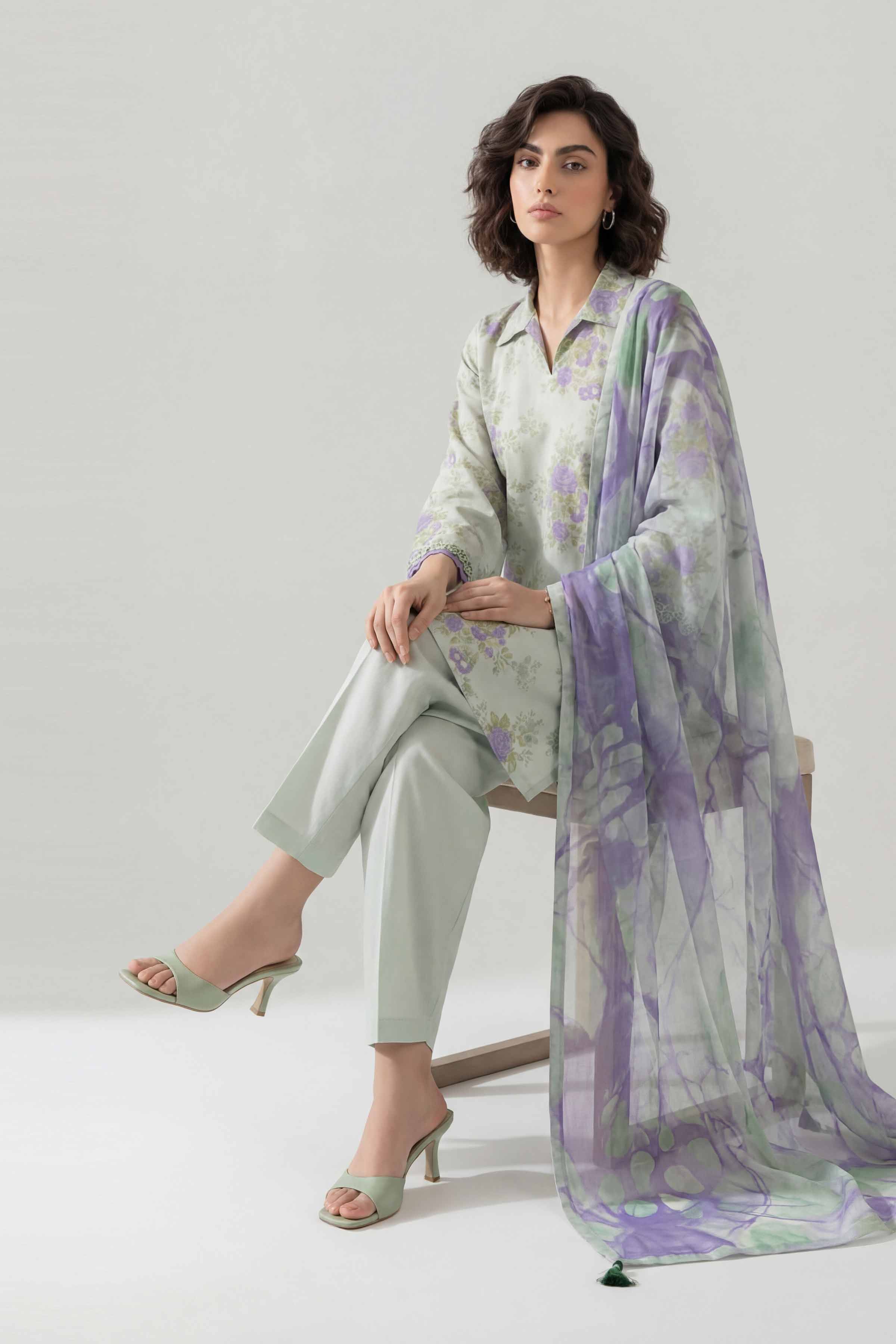 3 Piece - Digital Printed Suit - 42601476 Green Lawn 3PC Printed Summer