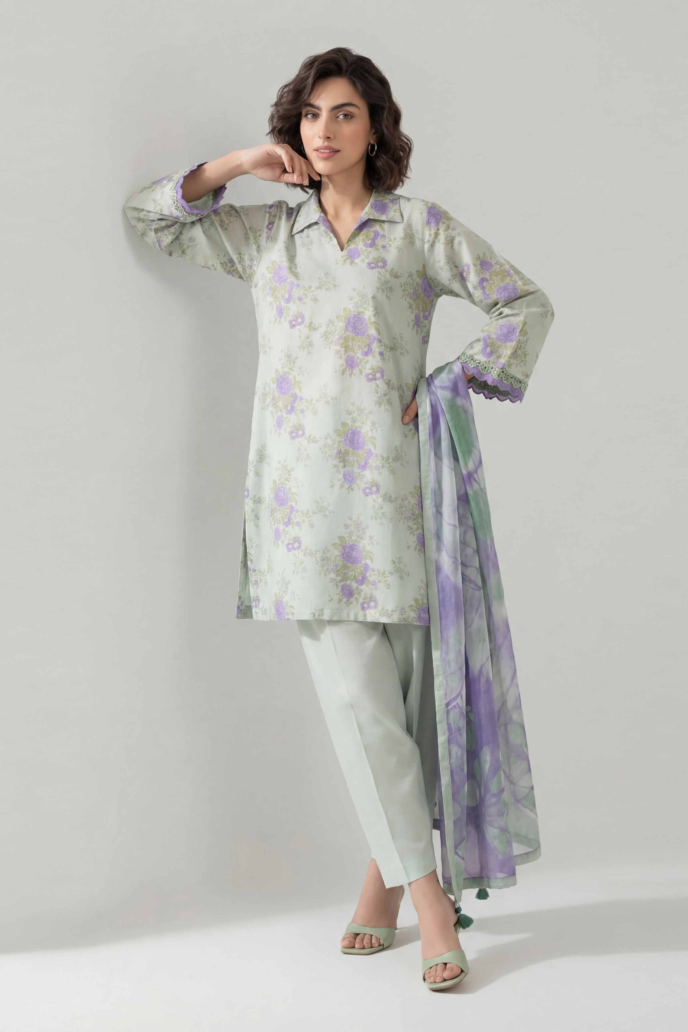 3 Piece - Digital Printed Suit - 42601476 Green Lawn 3PC Printed Summer