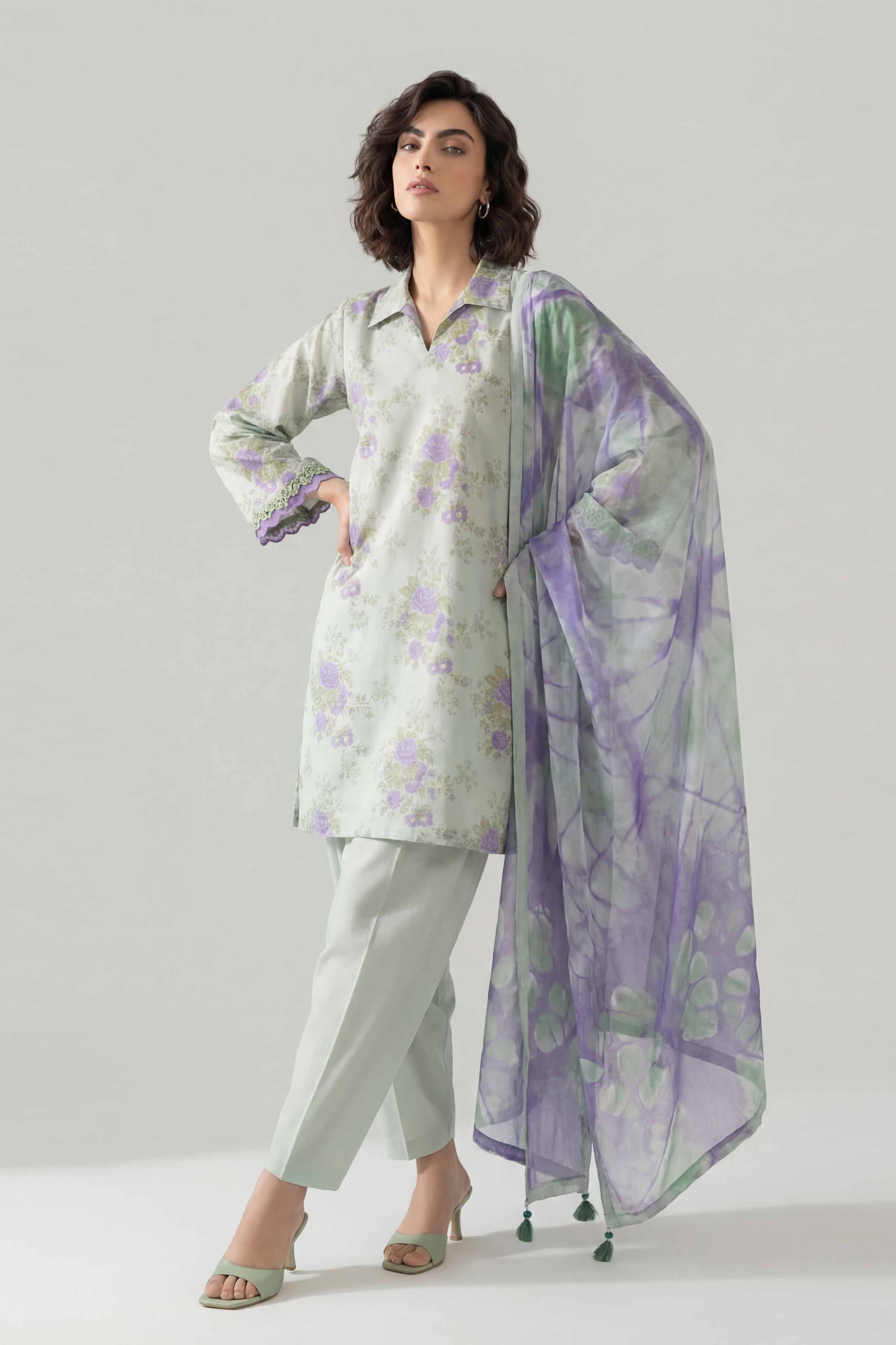 3 Piece - Digital Printed Suit - 42601476 Green Lawn 3PC Printed Summer