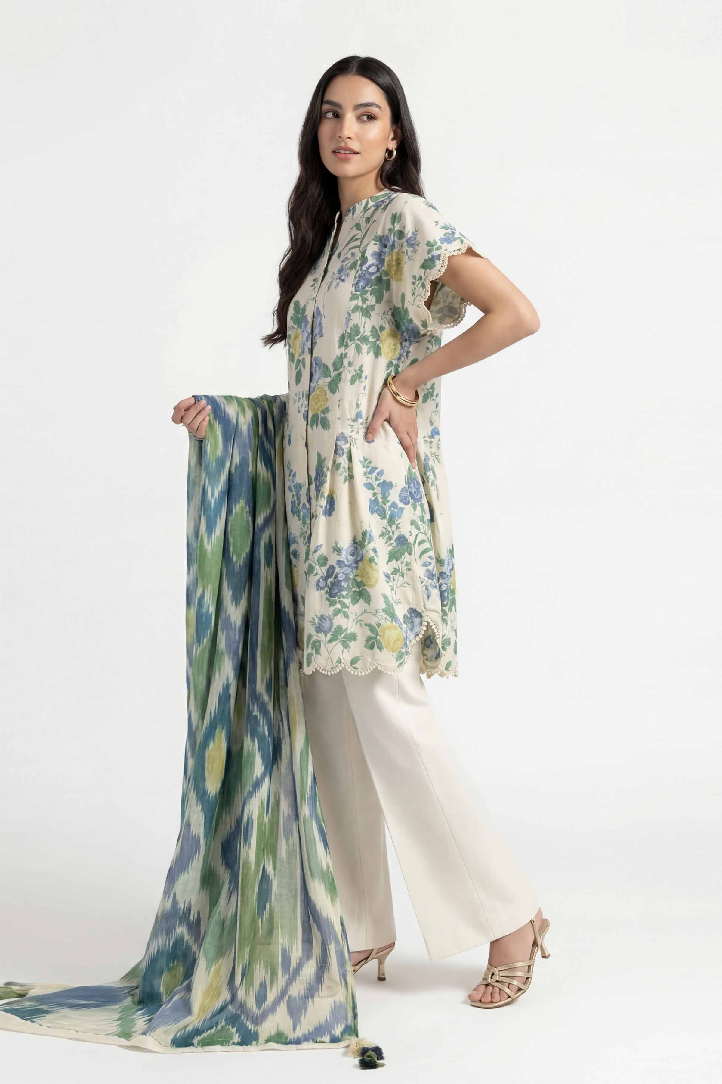 3 Piece - Digital Printed Suit - 42601478 Blue Lawn 3PC Printed Summer