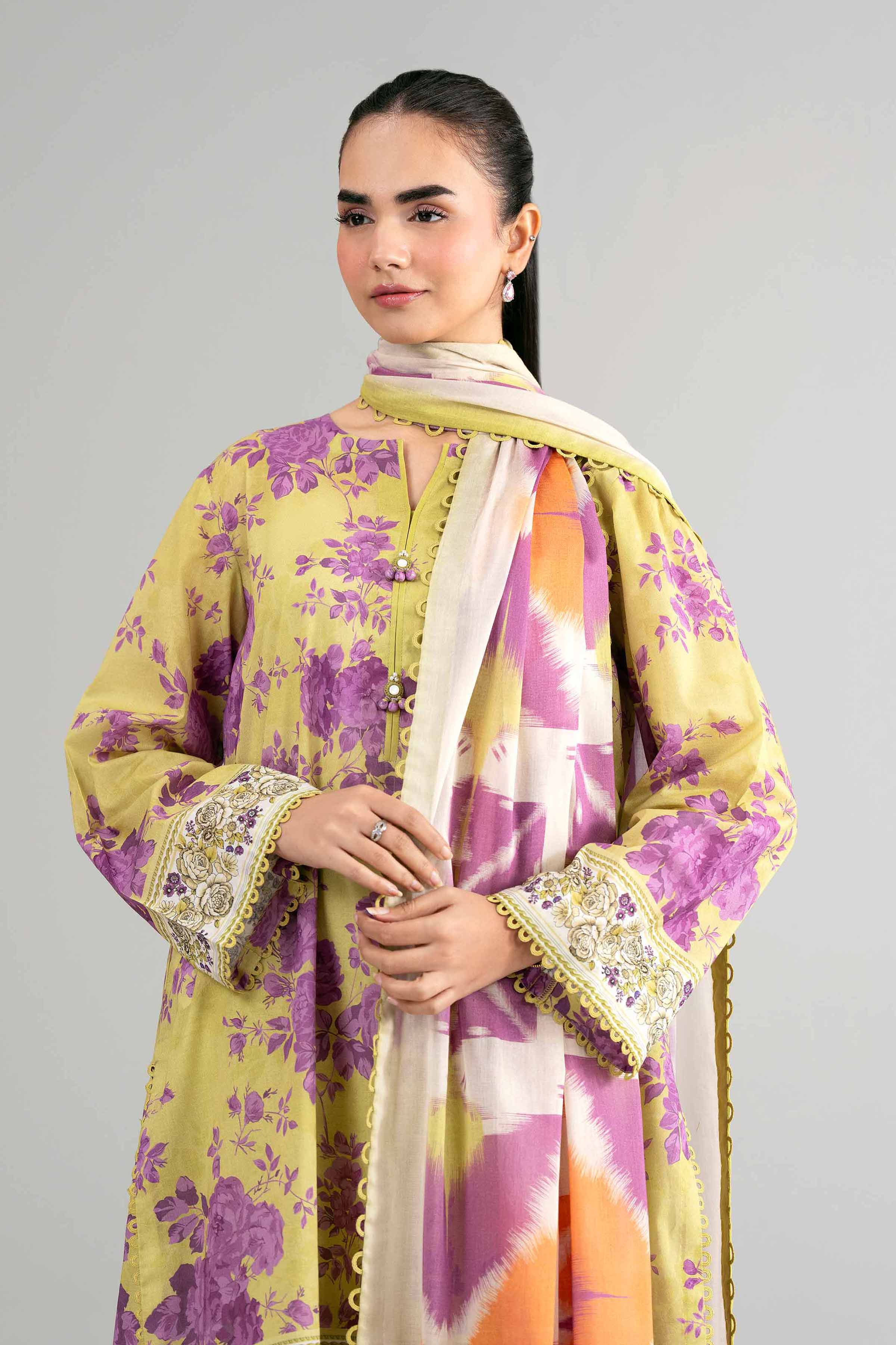 3 Piece - Digital Printed Suit - 42601482 Multi Lawn 3PC Printed Summer